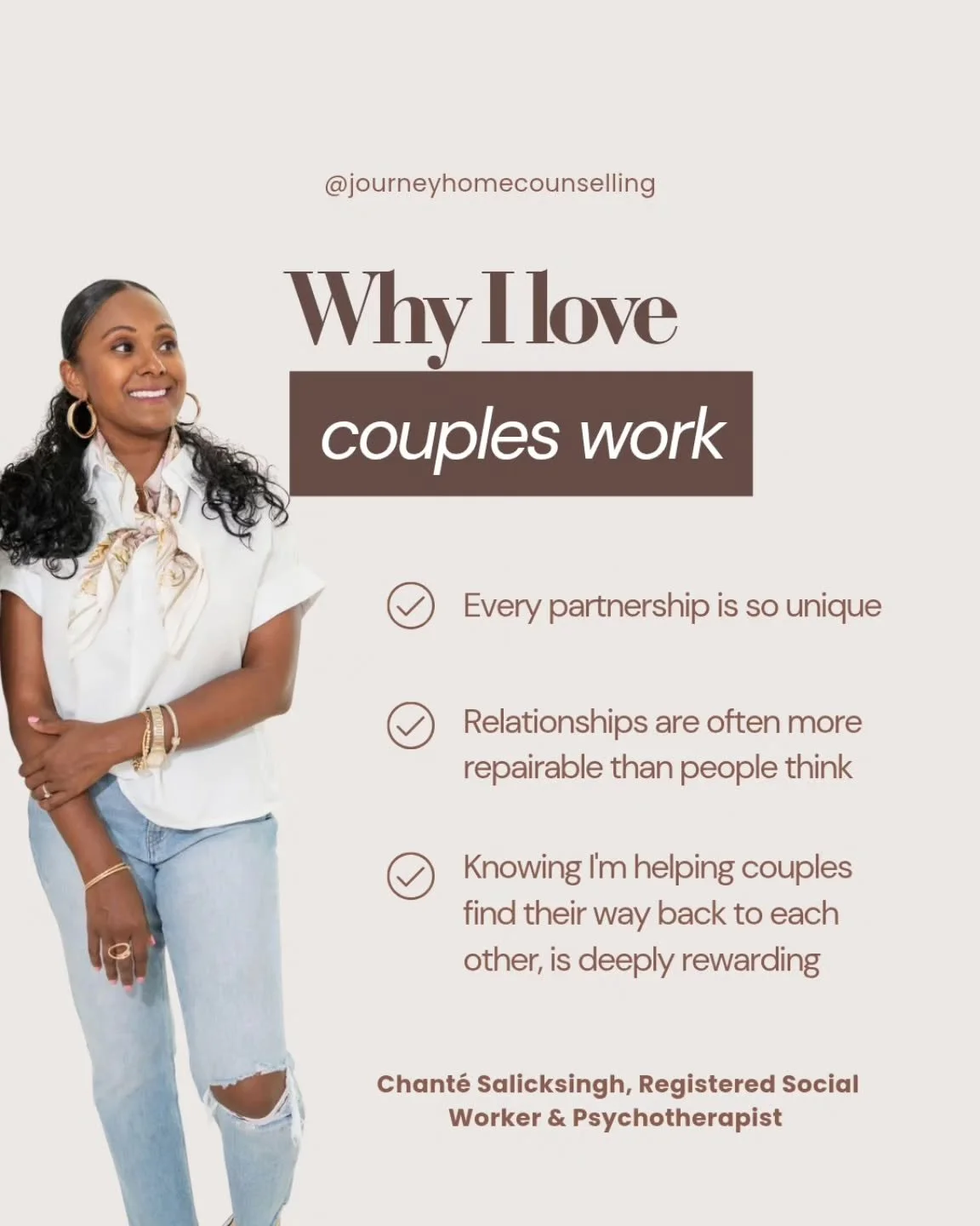 There are so many reasons why I love couples work. 

No two relationships are ever the same. Beneath conflict, shutdown, defensiveness, and distance, there is usually a much deeper story unfolding between two people.

Helping couples slow down, under