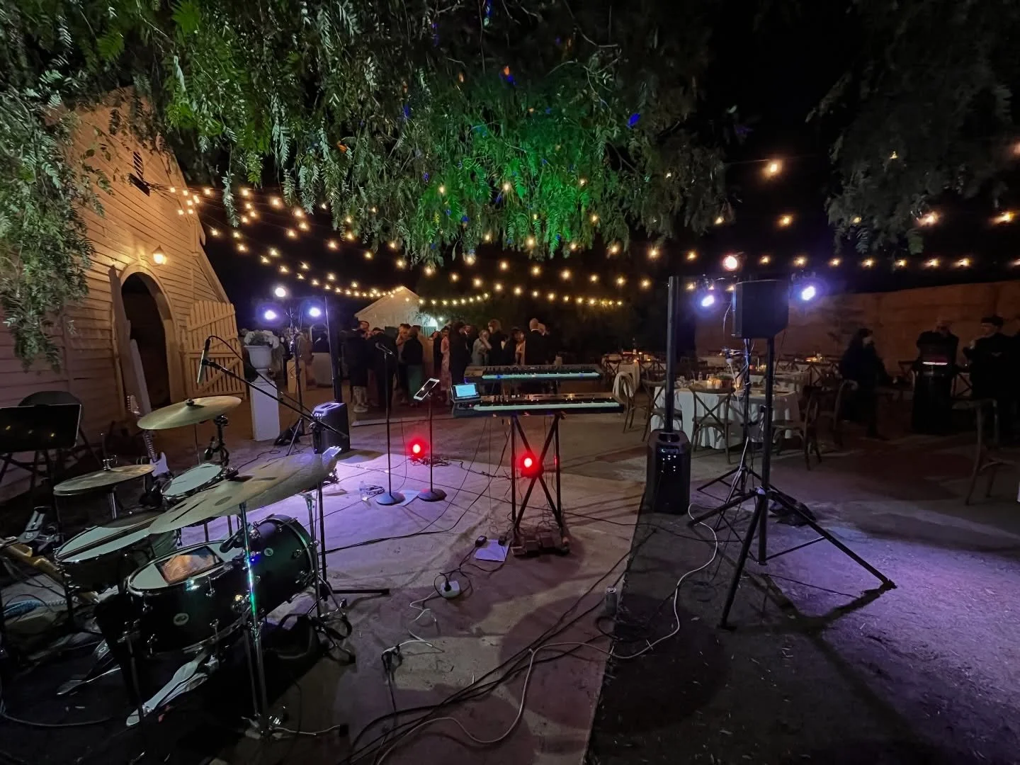 On Friday, we had the pleasure of performing at the beautiful wedding of Emily &amp; Oisin. Set outdoors under glowing lights, we brought the party vibes to a wonderful crowd. Nutbush was definitely the highlight of the night.