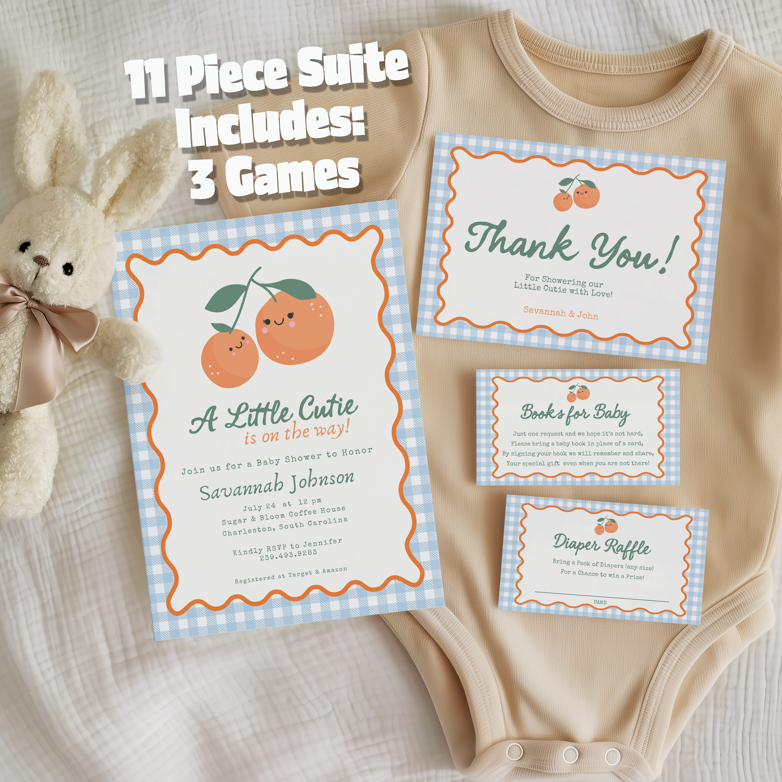 Editable A Little Cutie Is On The Way Baby Shower Suite | Instant Download