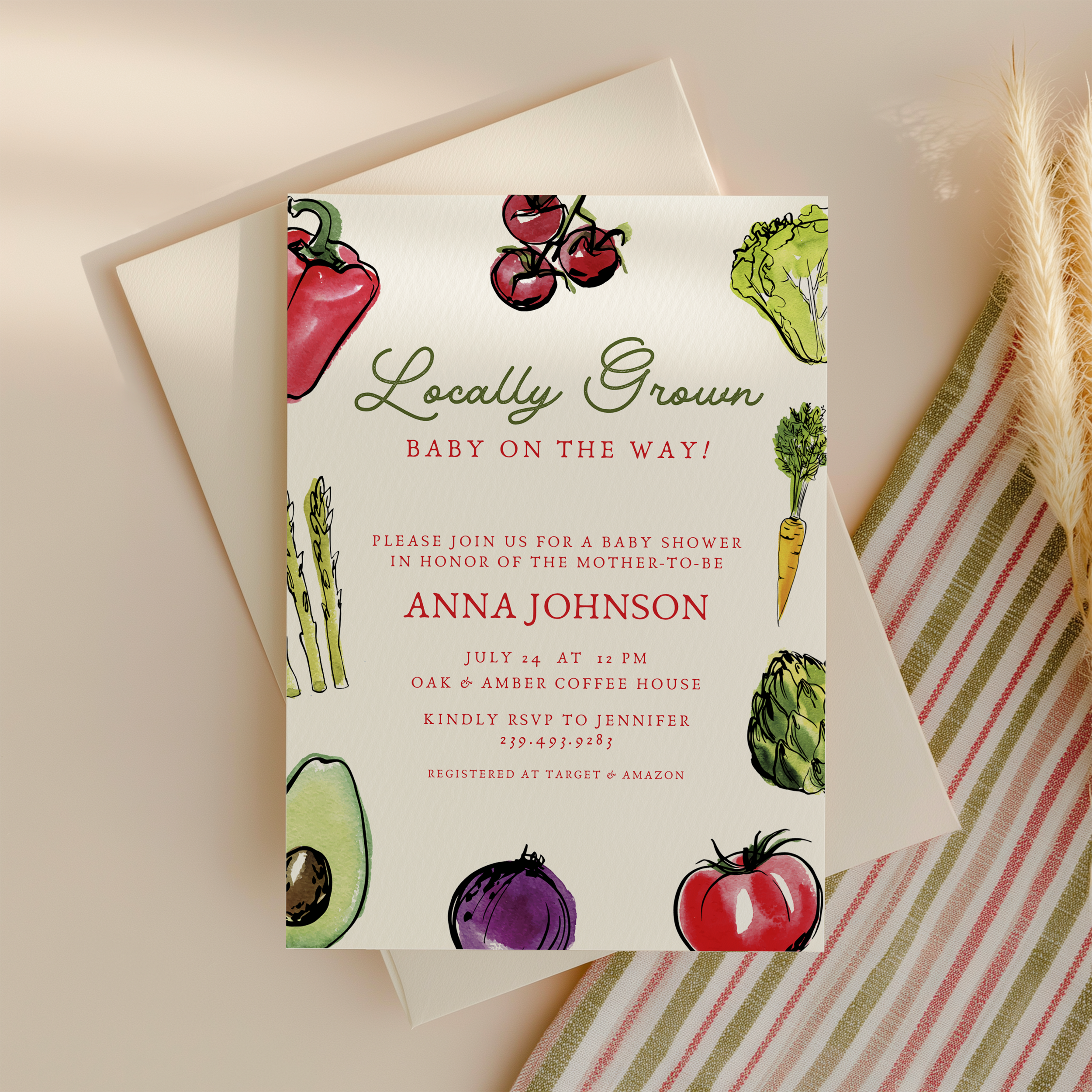 Editable Locally Grown Baby Shower Invitation | Instant Download