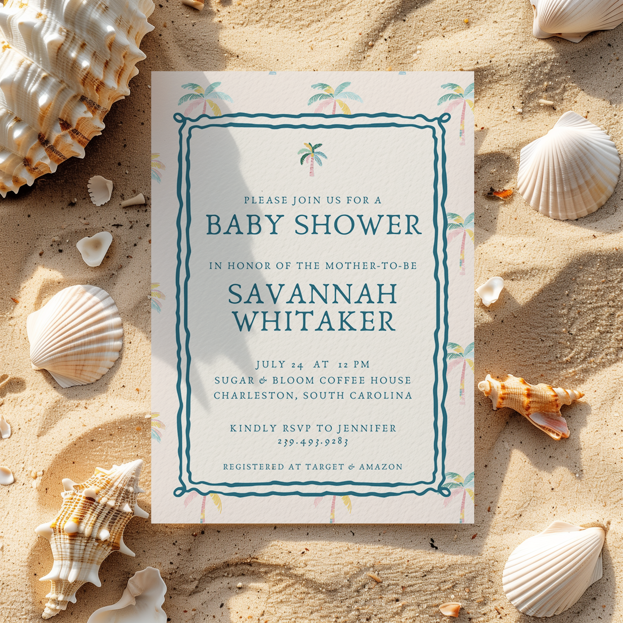 Palm Trees Baby Shower Invitation | Instant Download