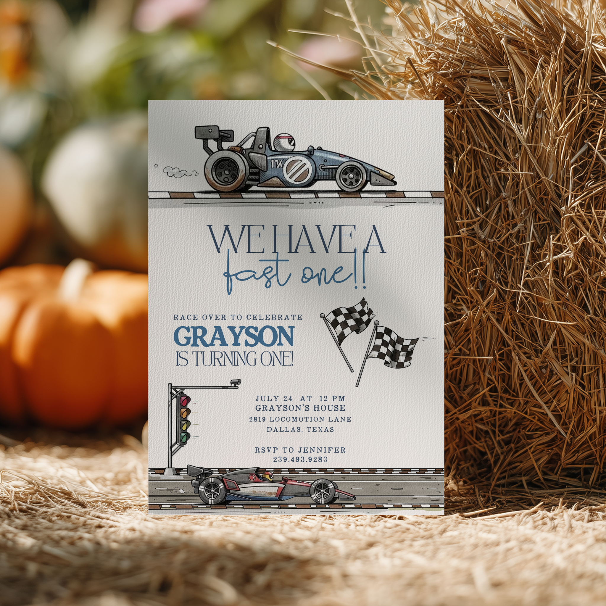 Fast One Birthday Invitation