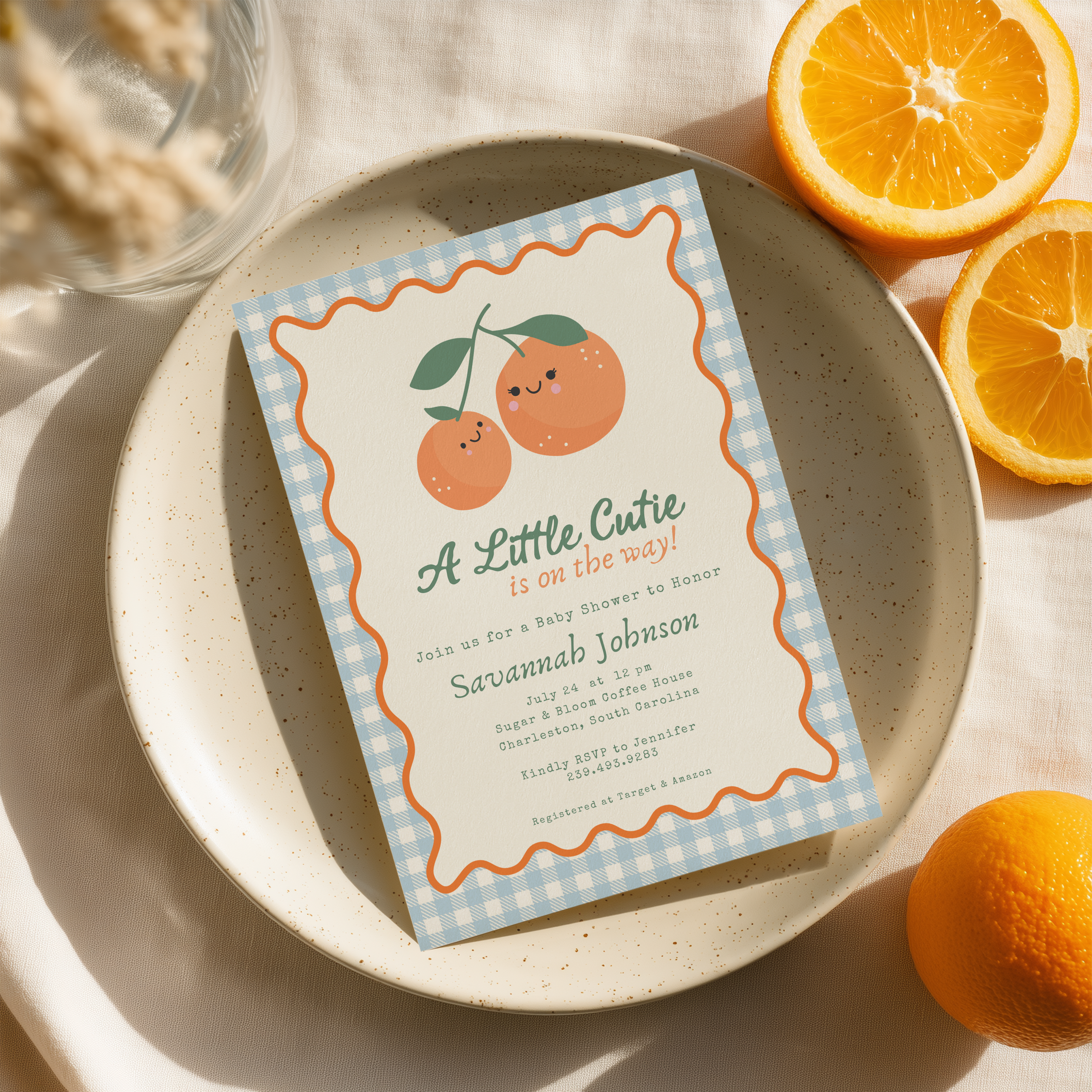 A Little Cutie Is On The Way Baby Shower Invitation | Instant Download