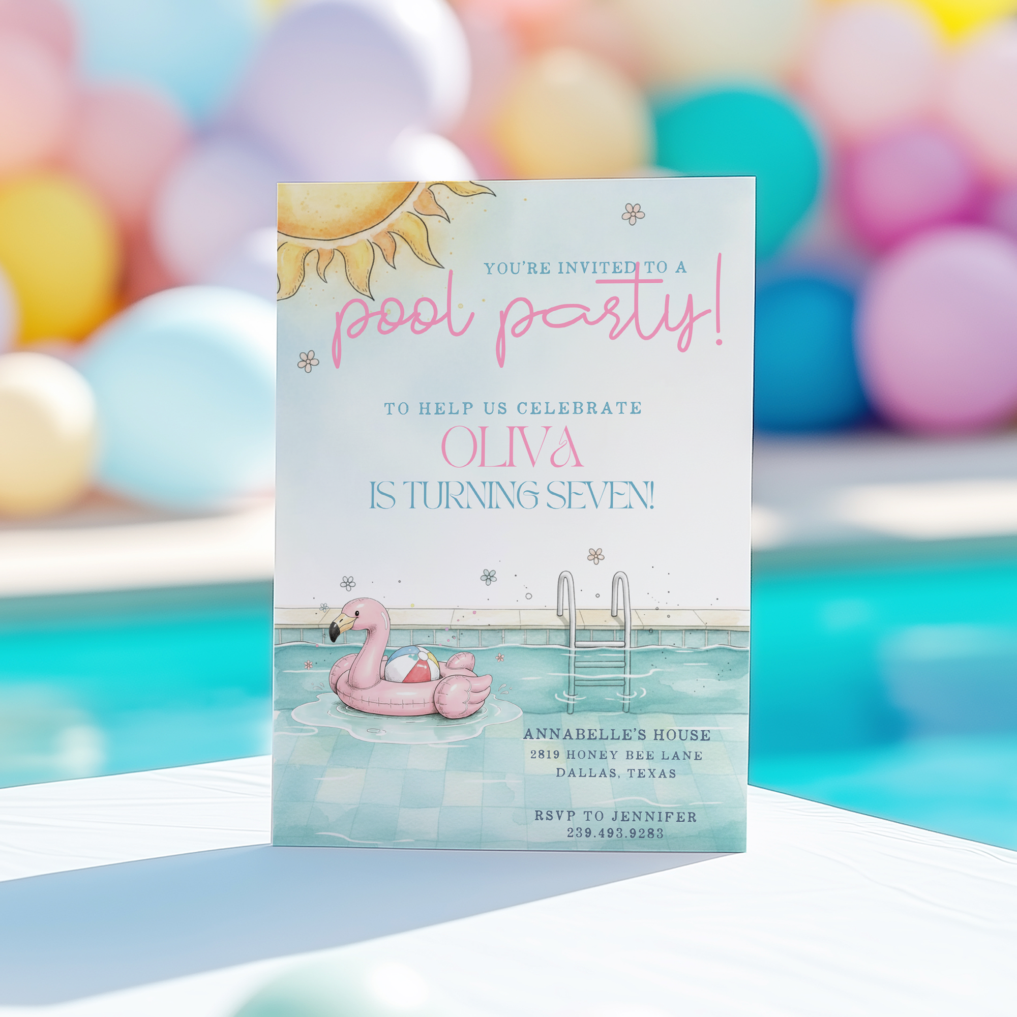 Pool Party Birthday Invitation