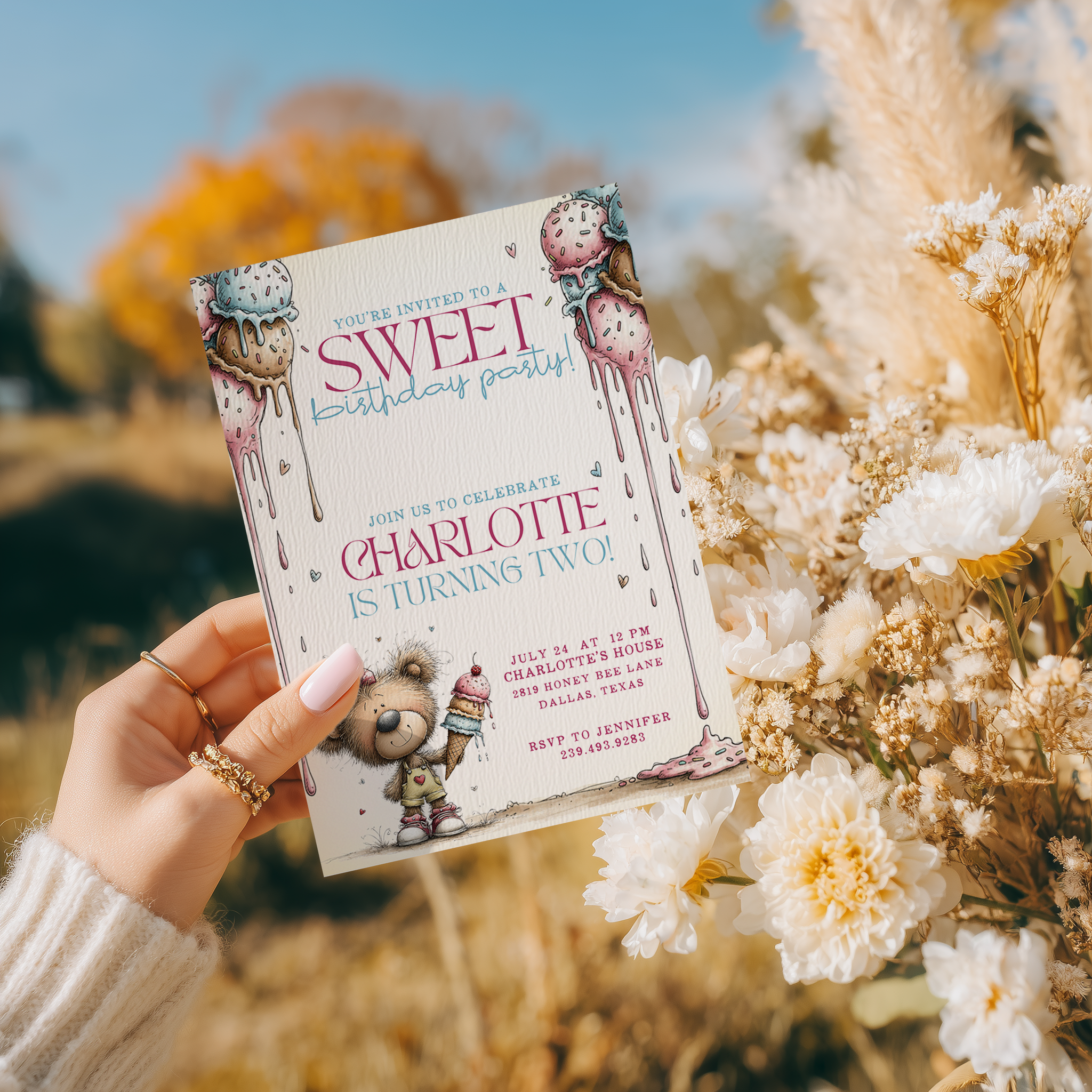 Ice Cream Birthday invitation