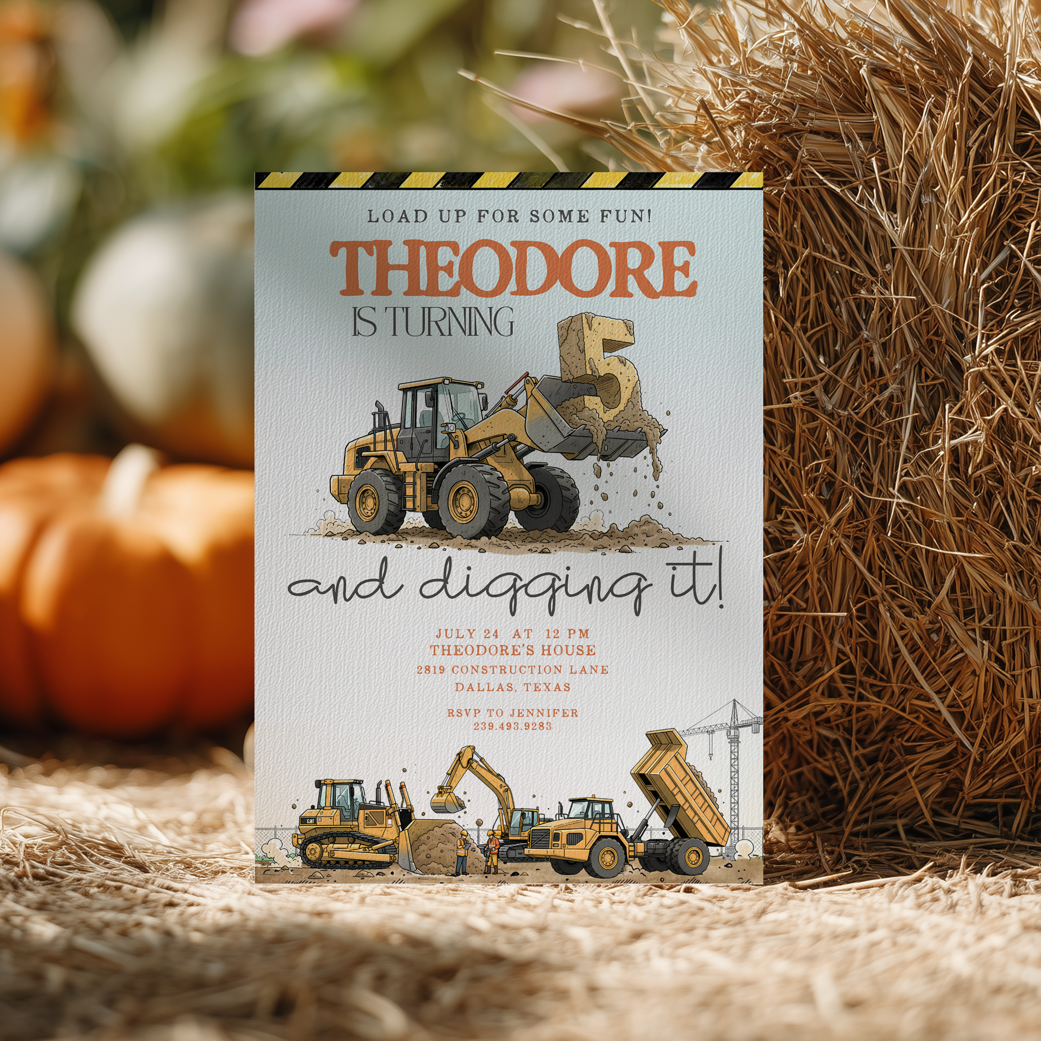 Construction Birthday Invitation