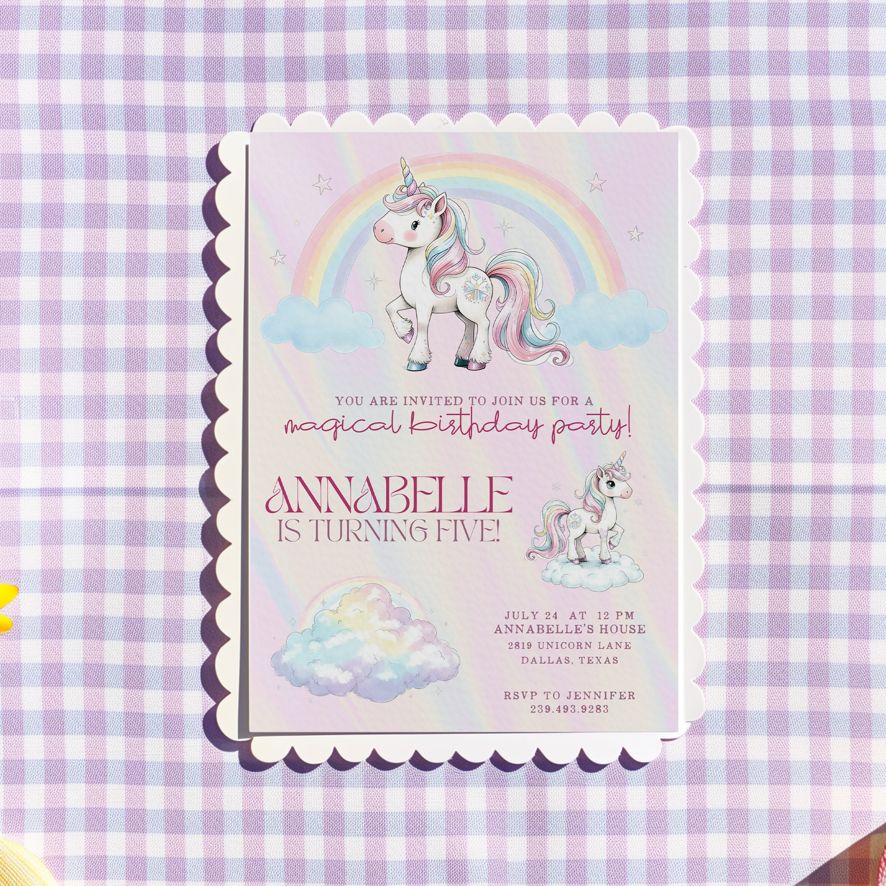 Unicorn Birthday Invitation
