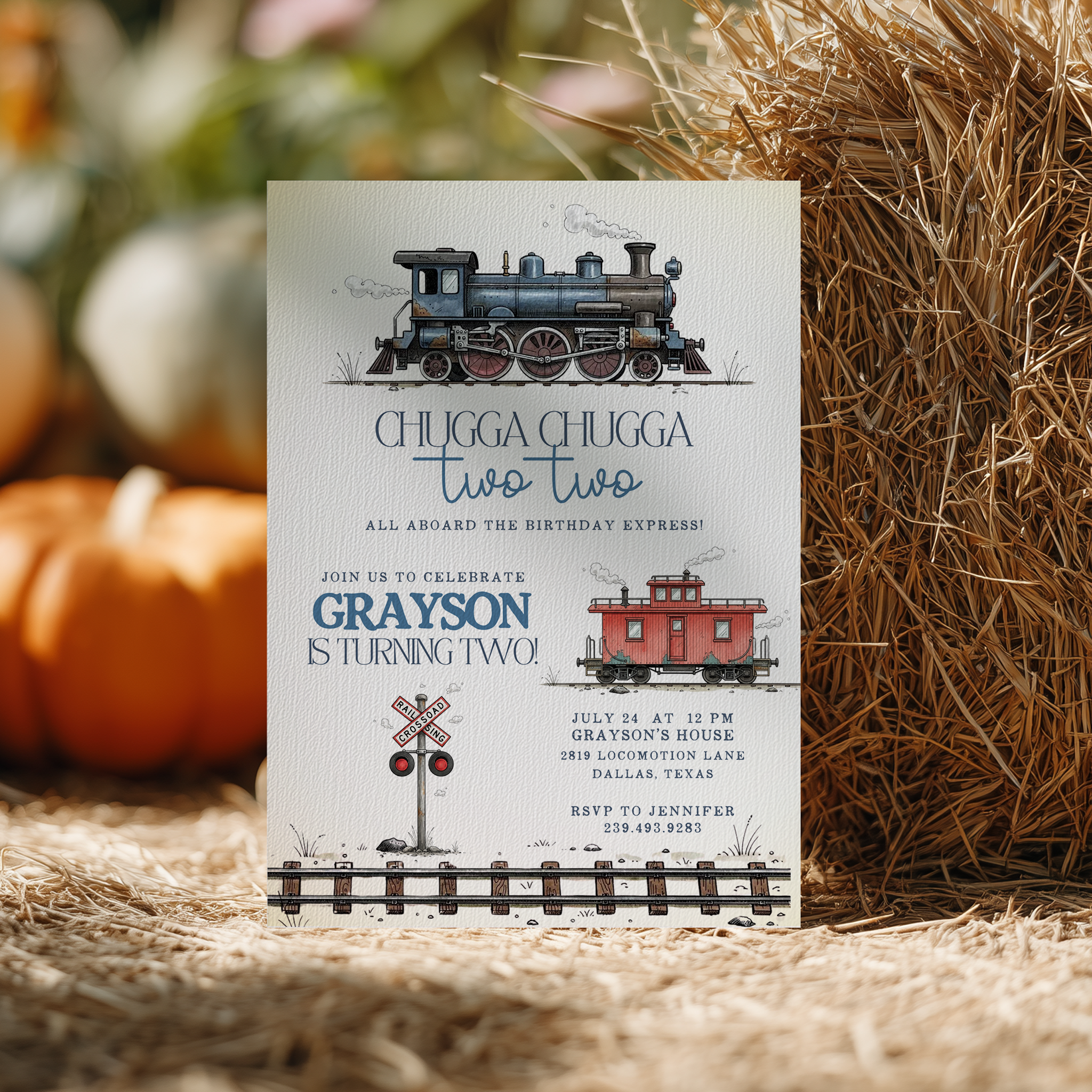 Chugga Chugga Two Two Birthday Invitation