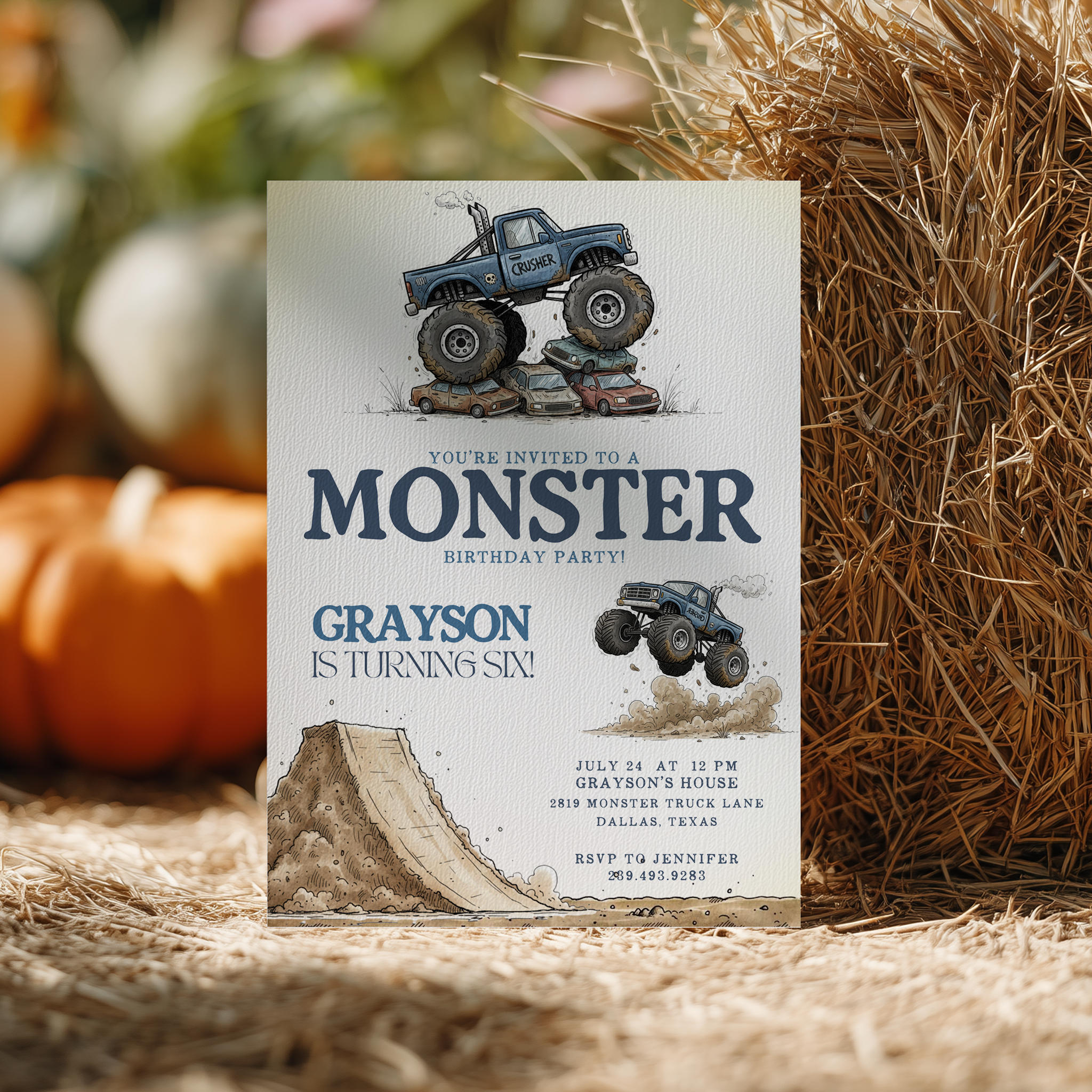 Monster Truck Birthday Invitation 2