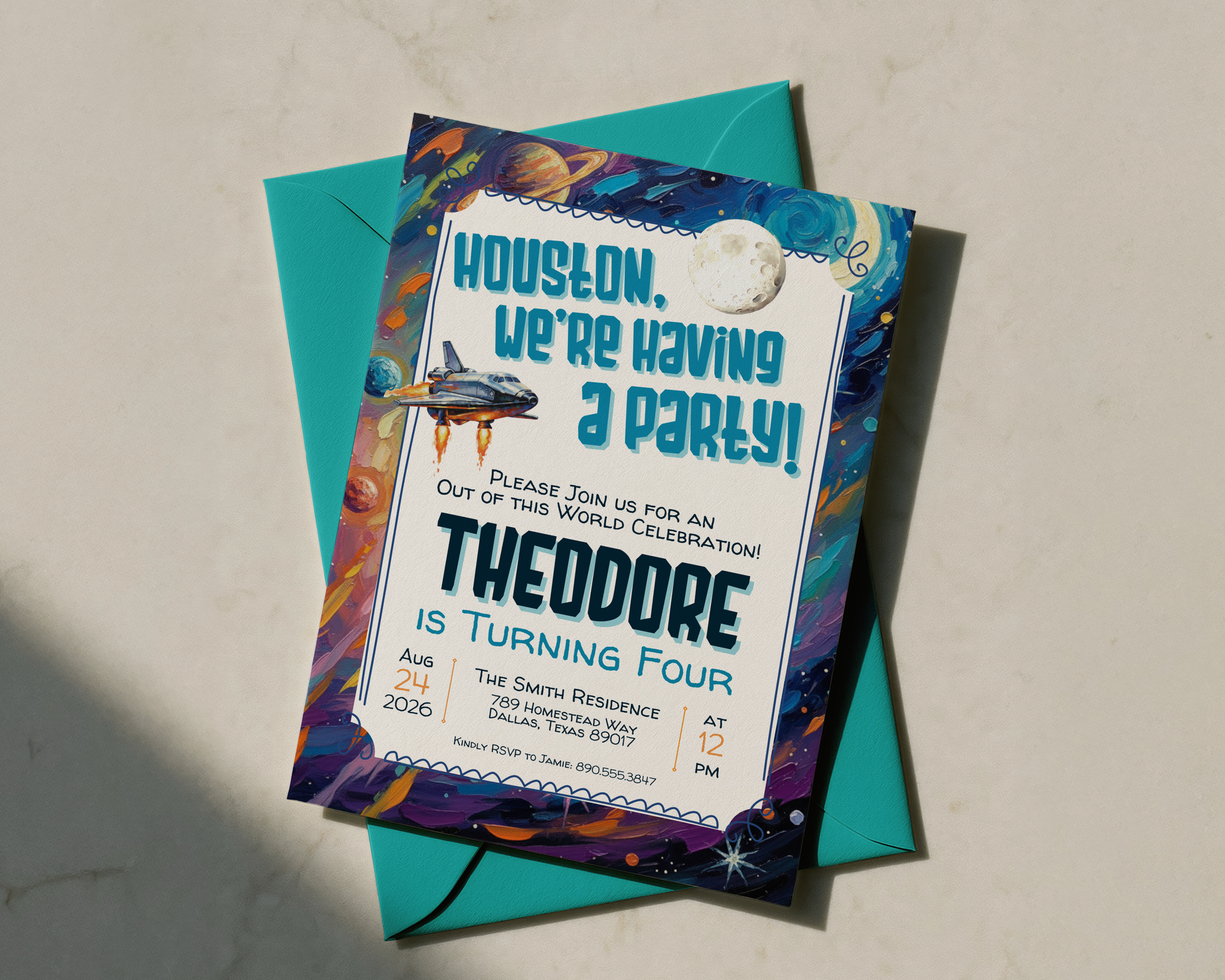 Editable Outer Space Birthday Invitation | Instant Download
