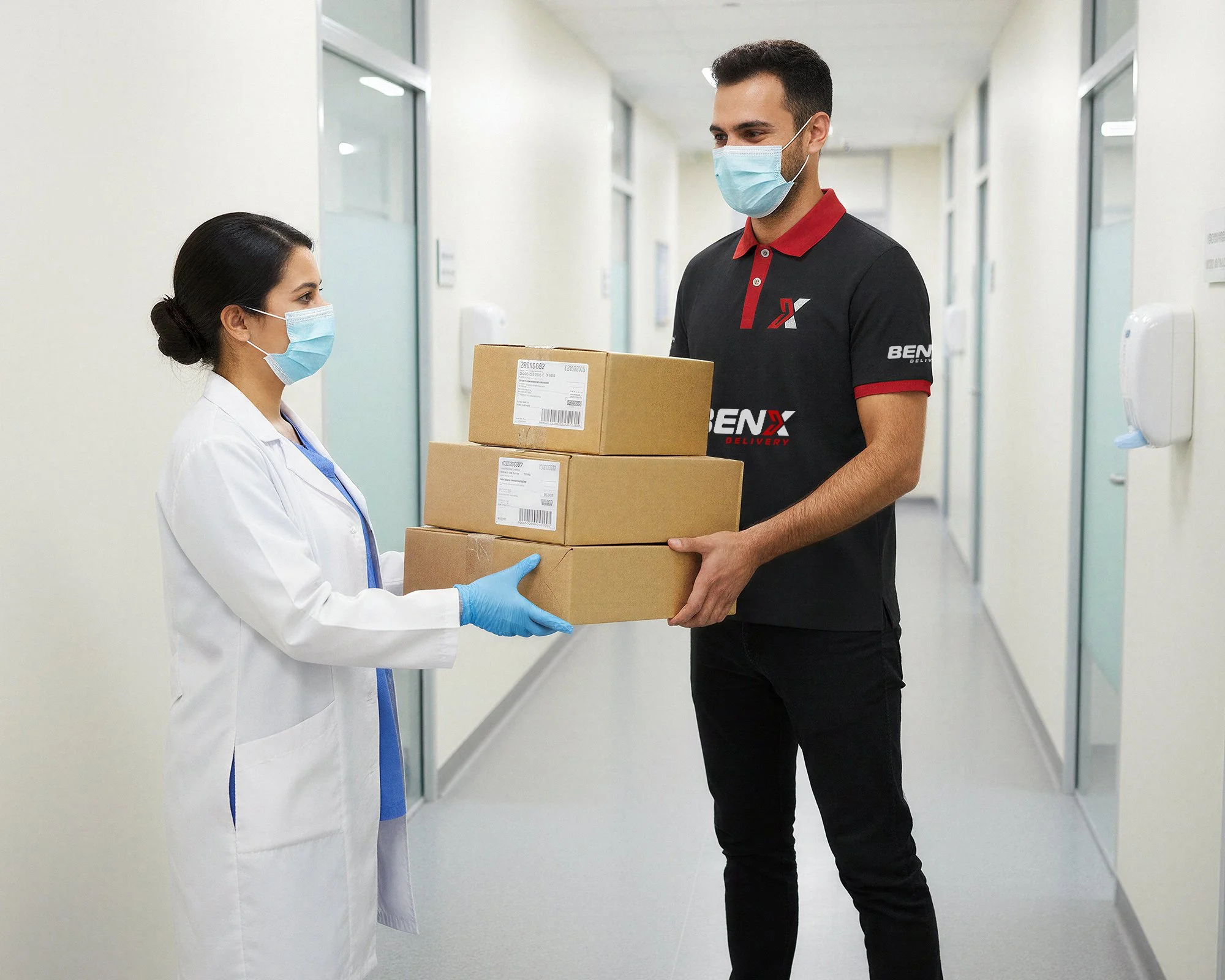 Customer receiving a same-day delivery from a professional courier