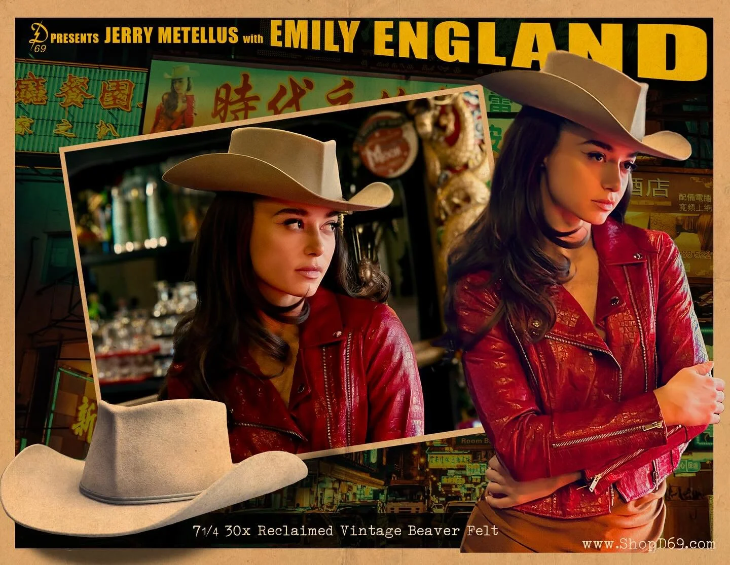 The mission: 26 minutes for a full D69 shoot in Vegas at the iconic Kung Fu Thai &amp; Chinese joint in Chinatown. The team, Emily England &amp; Jerry Mettellus. The hat, 30 x reclaimed vintage beaver (it&rsquo;s in the D69 shop on line (link above))