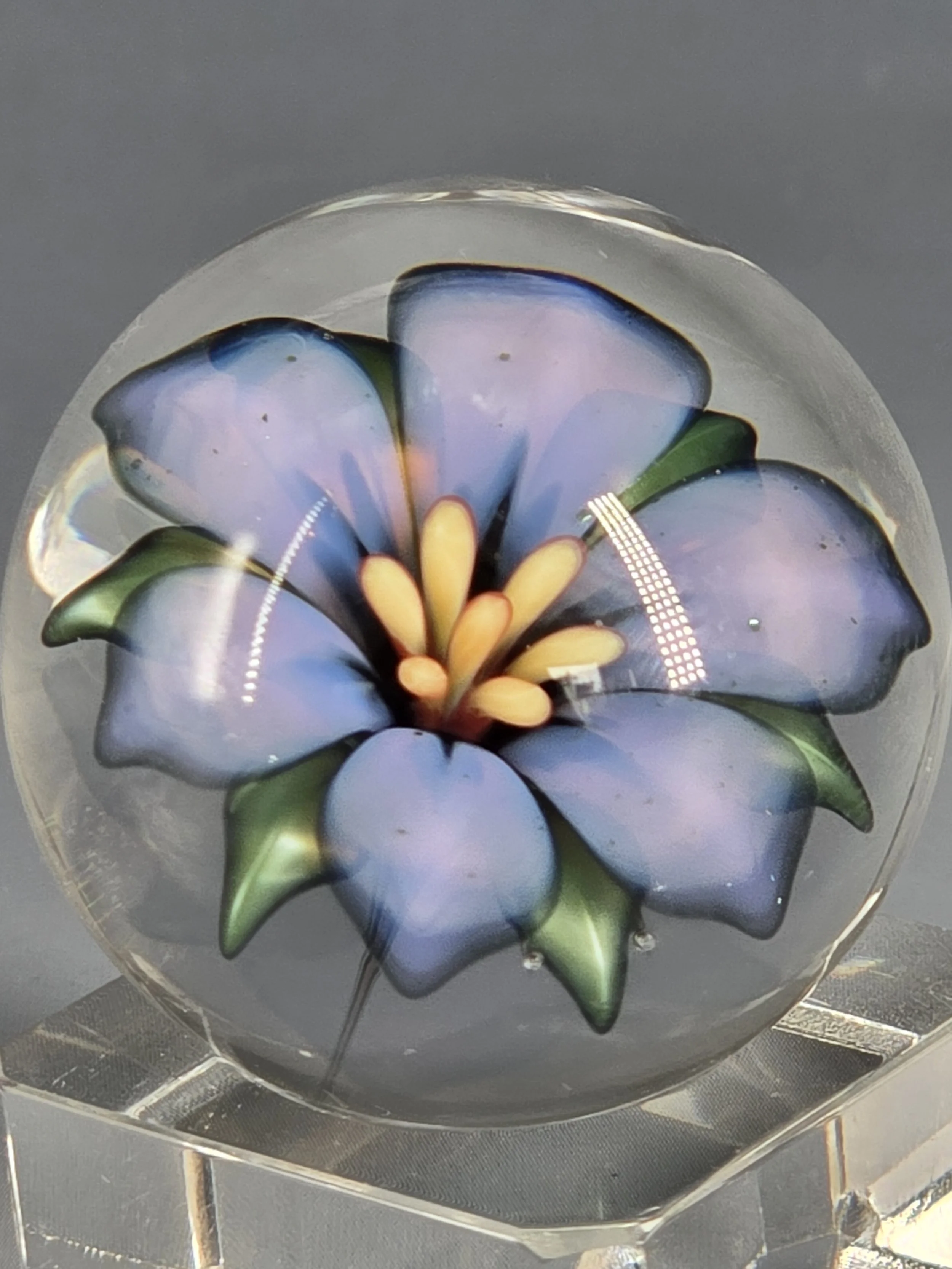 Florin Glass Marble Flower Purple