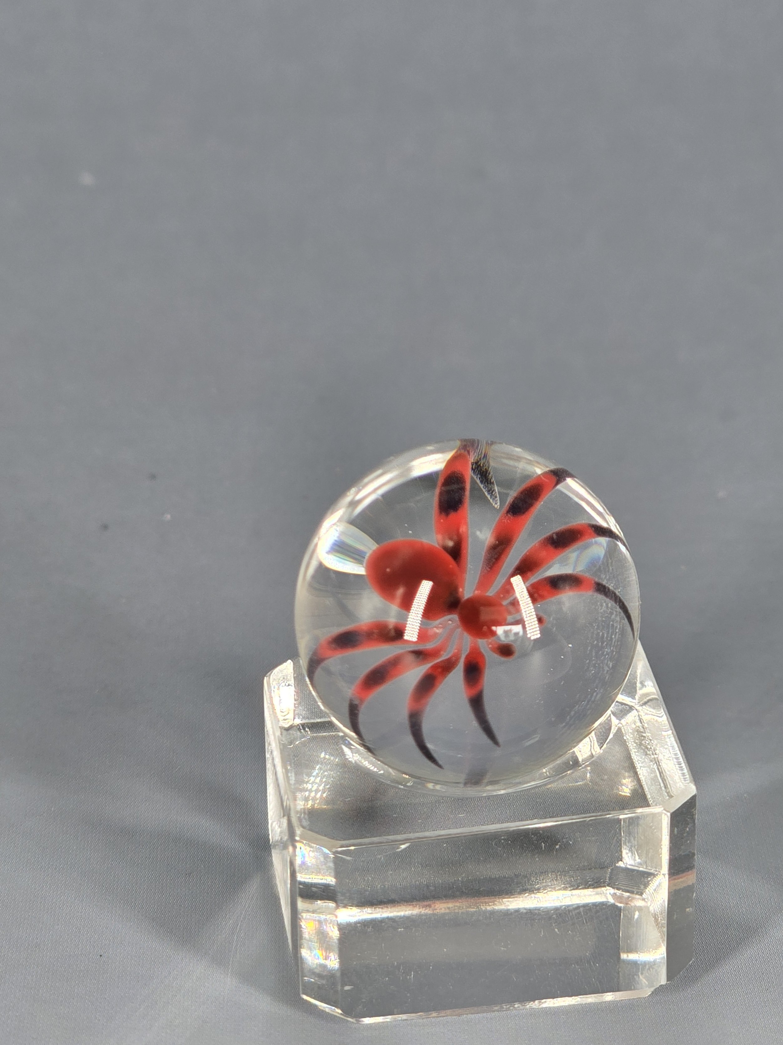 Florin Glass Marble Spider Red & Black