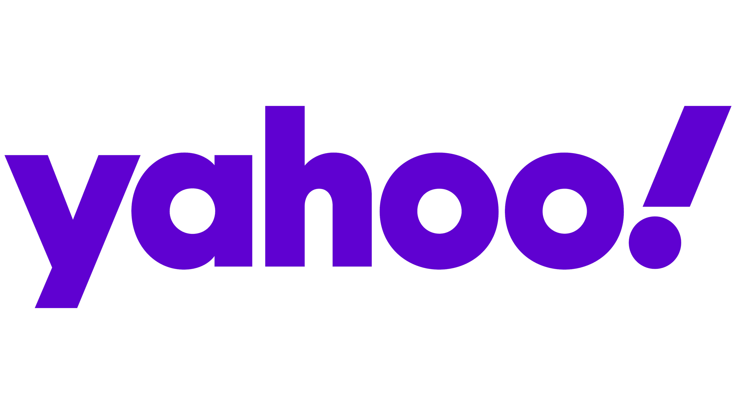 Purple Yahoo logo on a black background.