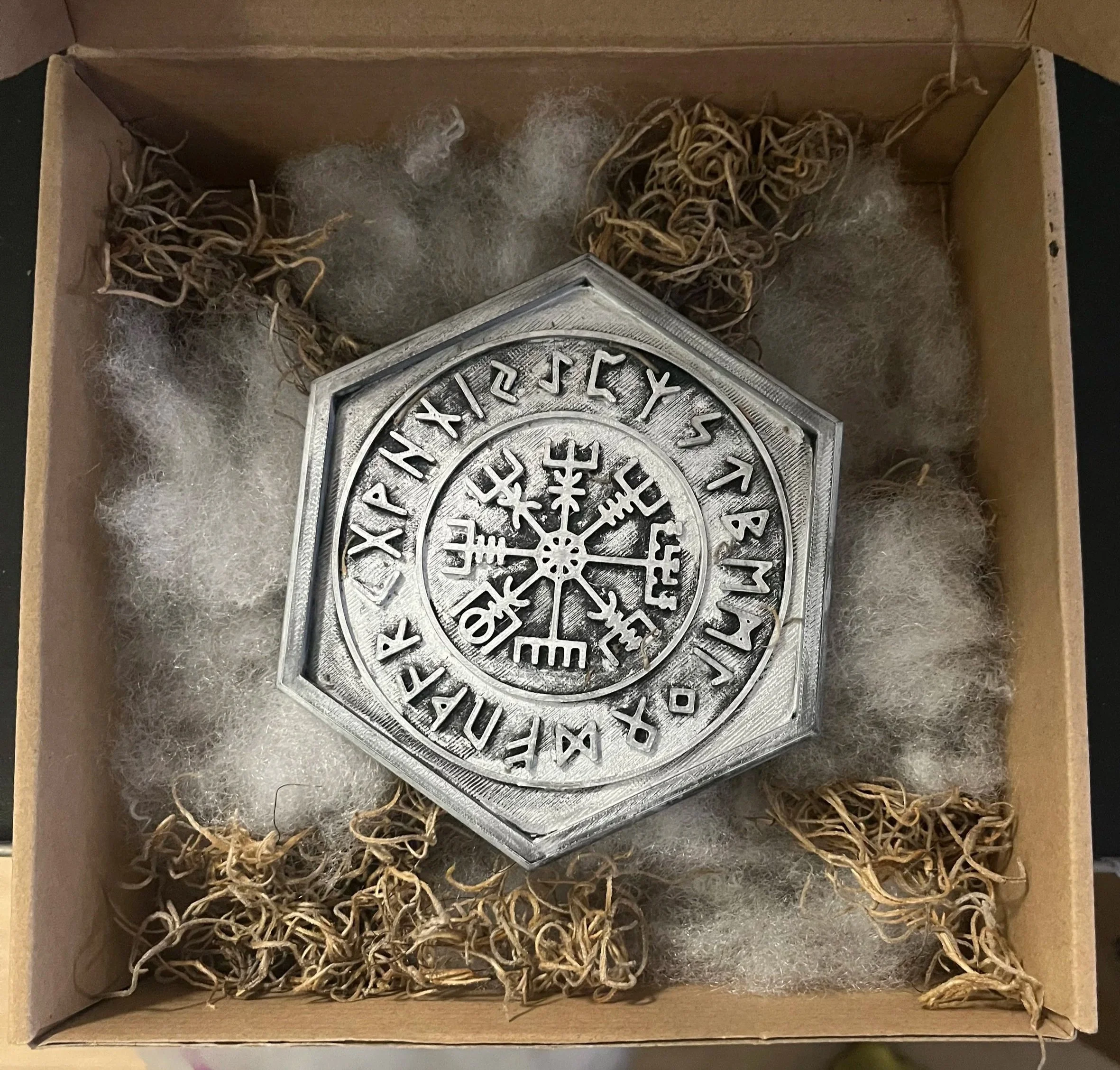 This box was part of a series that I created for players in my D&D campaign. This particular character has storm and Viking themes. 