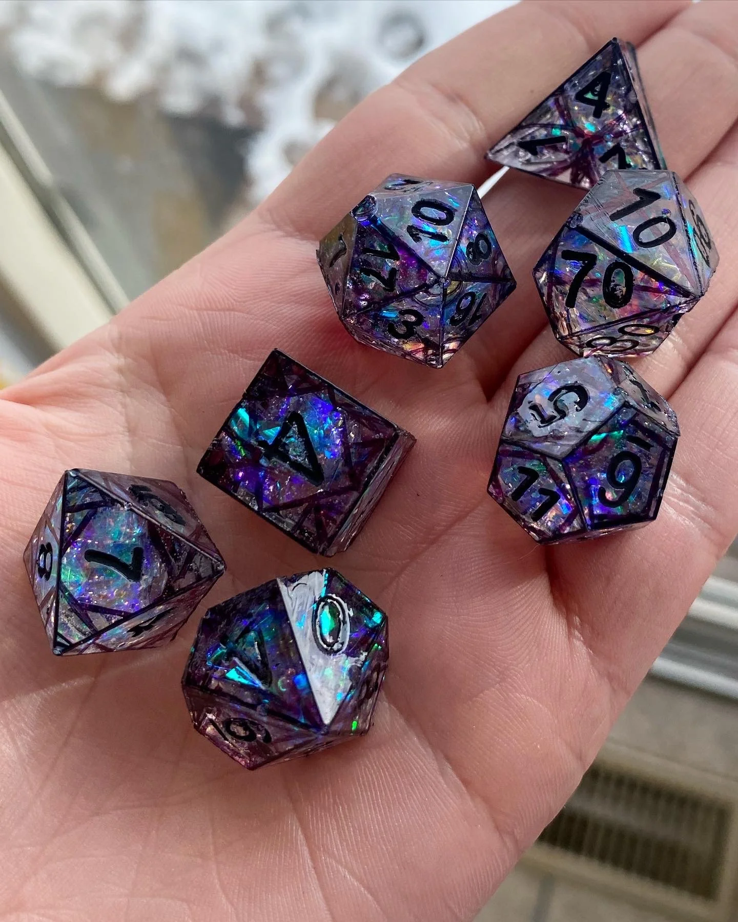 My favorite set to date - the request was "Stained Glass Dice"
