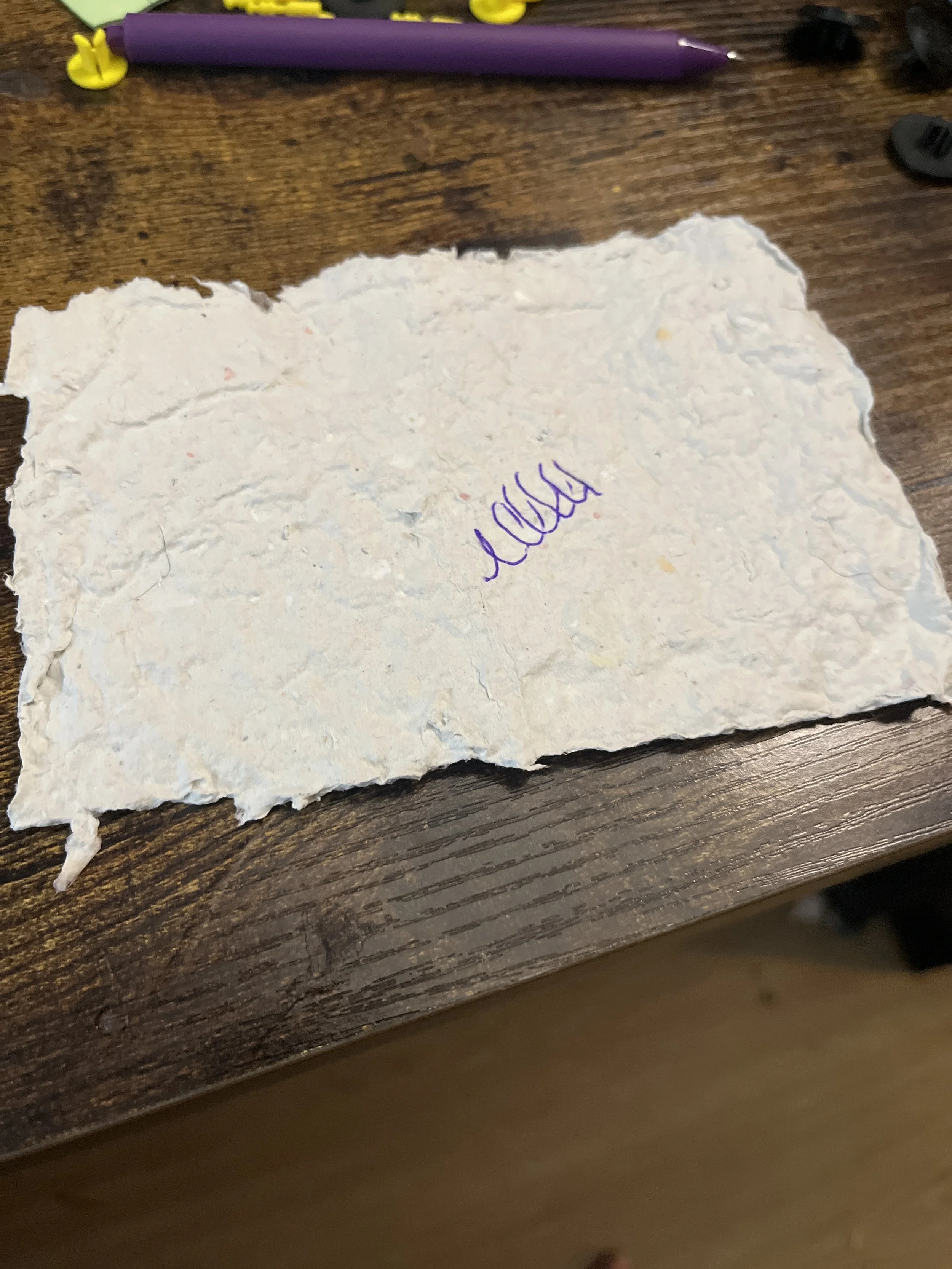 First experiment with making my own paper by recycling mail. 