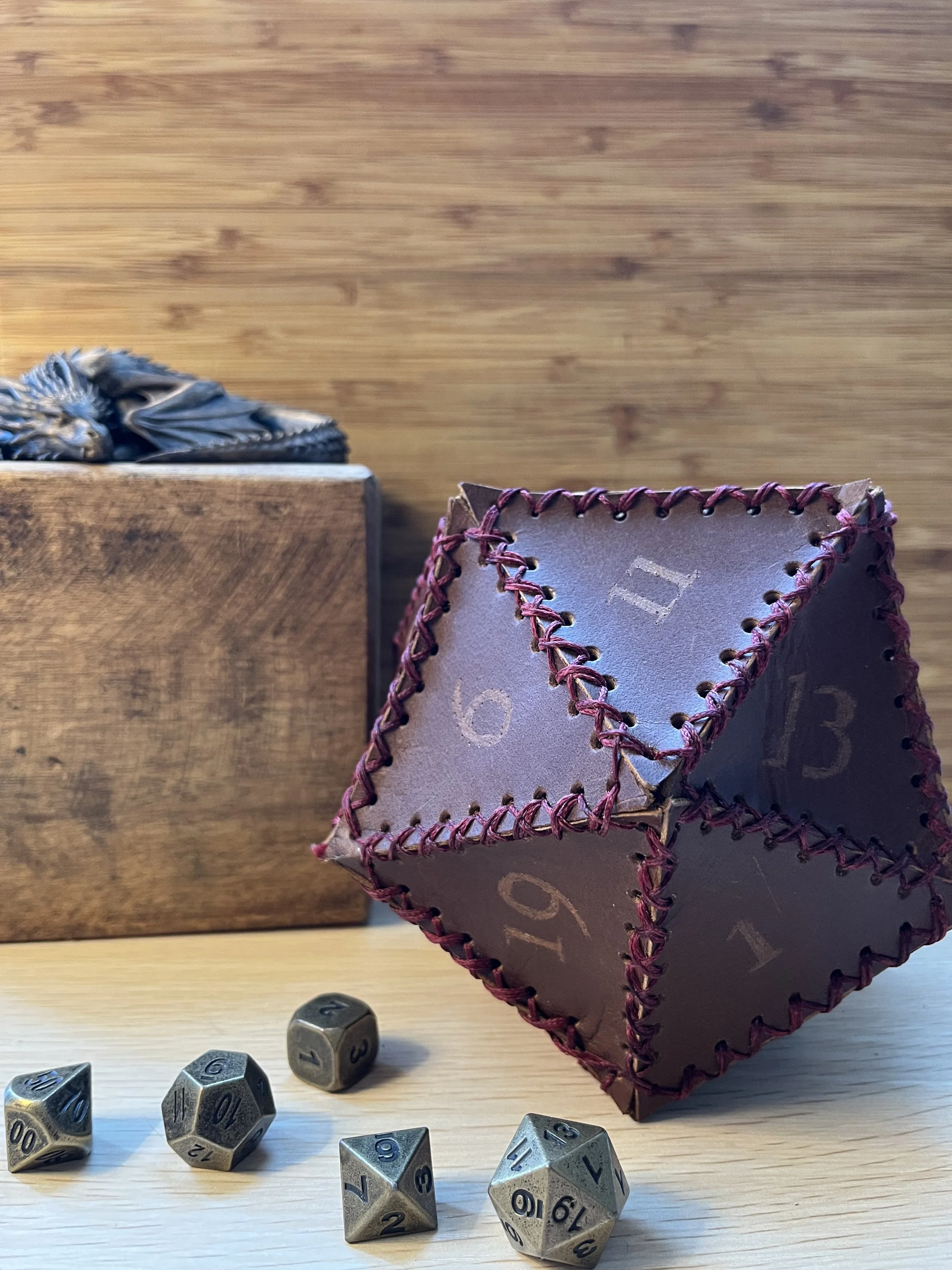 D20 Leather Dice Bag
