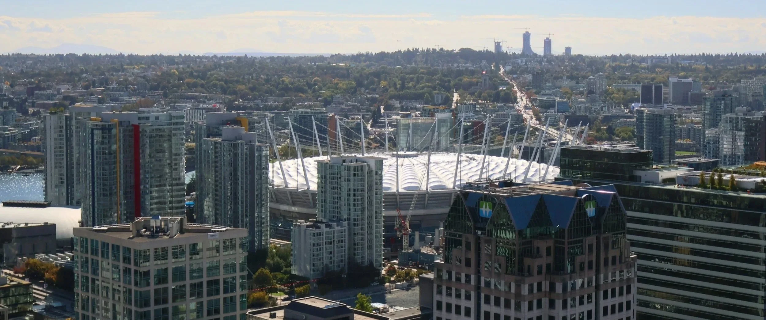 Aerial view of Rogers Arena, Vancouver BC
