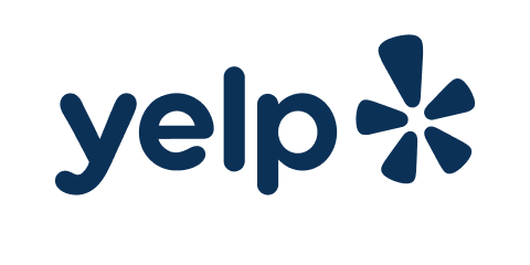 Yelp logo with blue text and a starburst icon