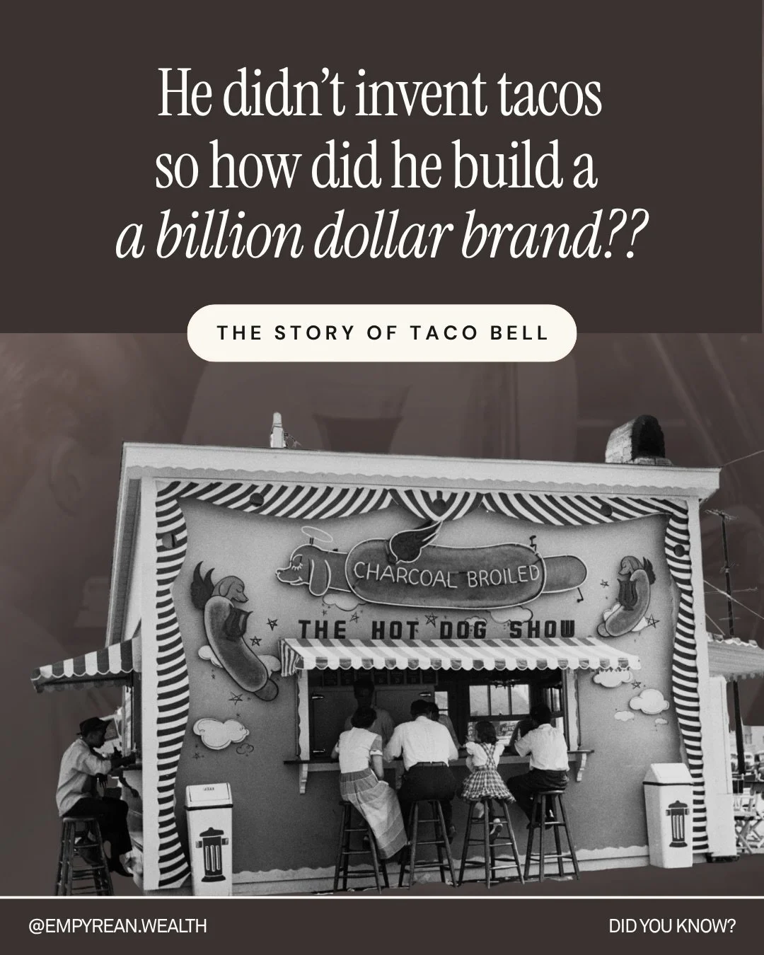 This is what most people get wrong about business.

Taco Bell wasn&rsquo;t built on a new idea.
It was built on awareness.

Glen Bell didn&rsquo;t invent tacos.
He paid attention to what people already loved&hellip;
then made it faster, simpler, and 