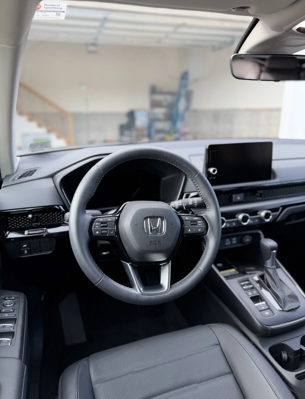 Freshly detailed black interior of a Honda CRV