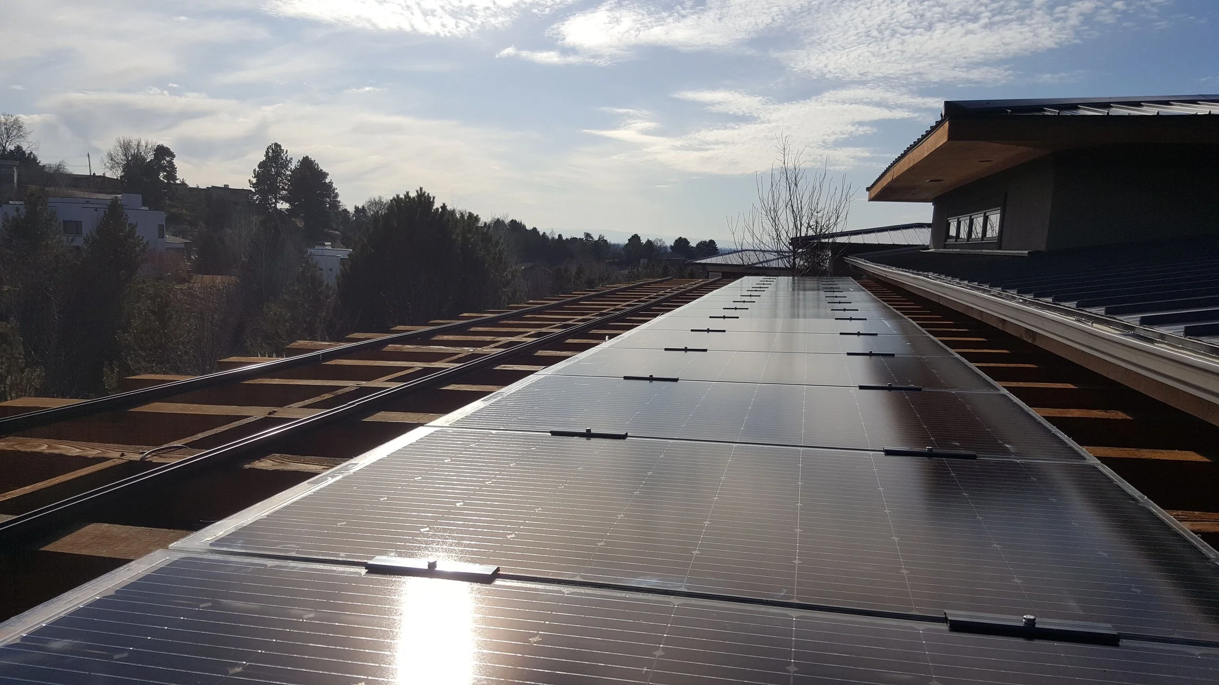 Custom Solar panel awning installation