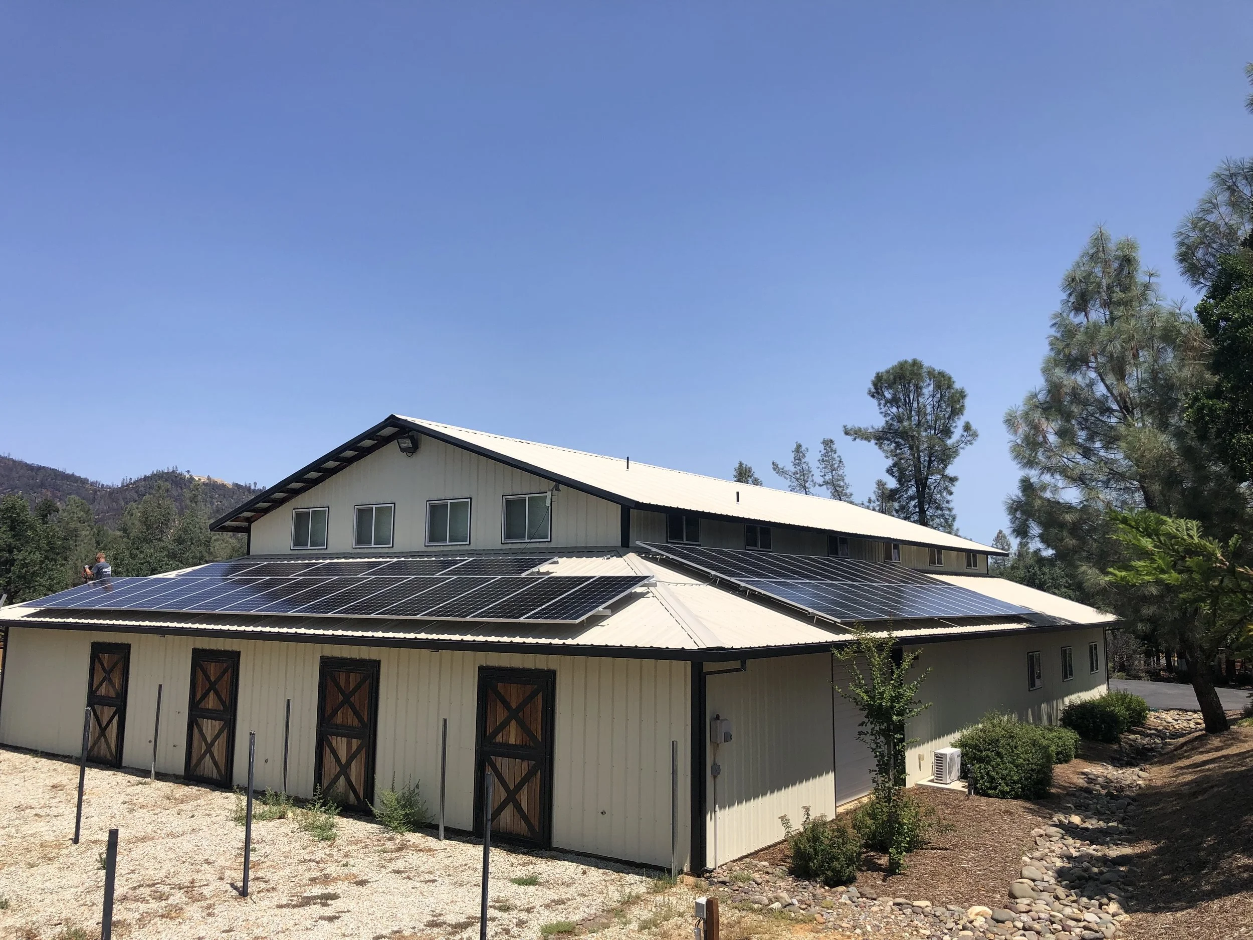 Solar panels mounted on roof of home