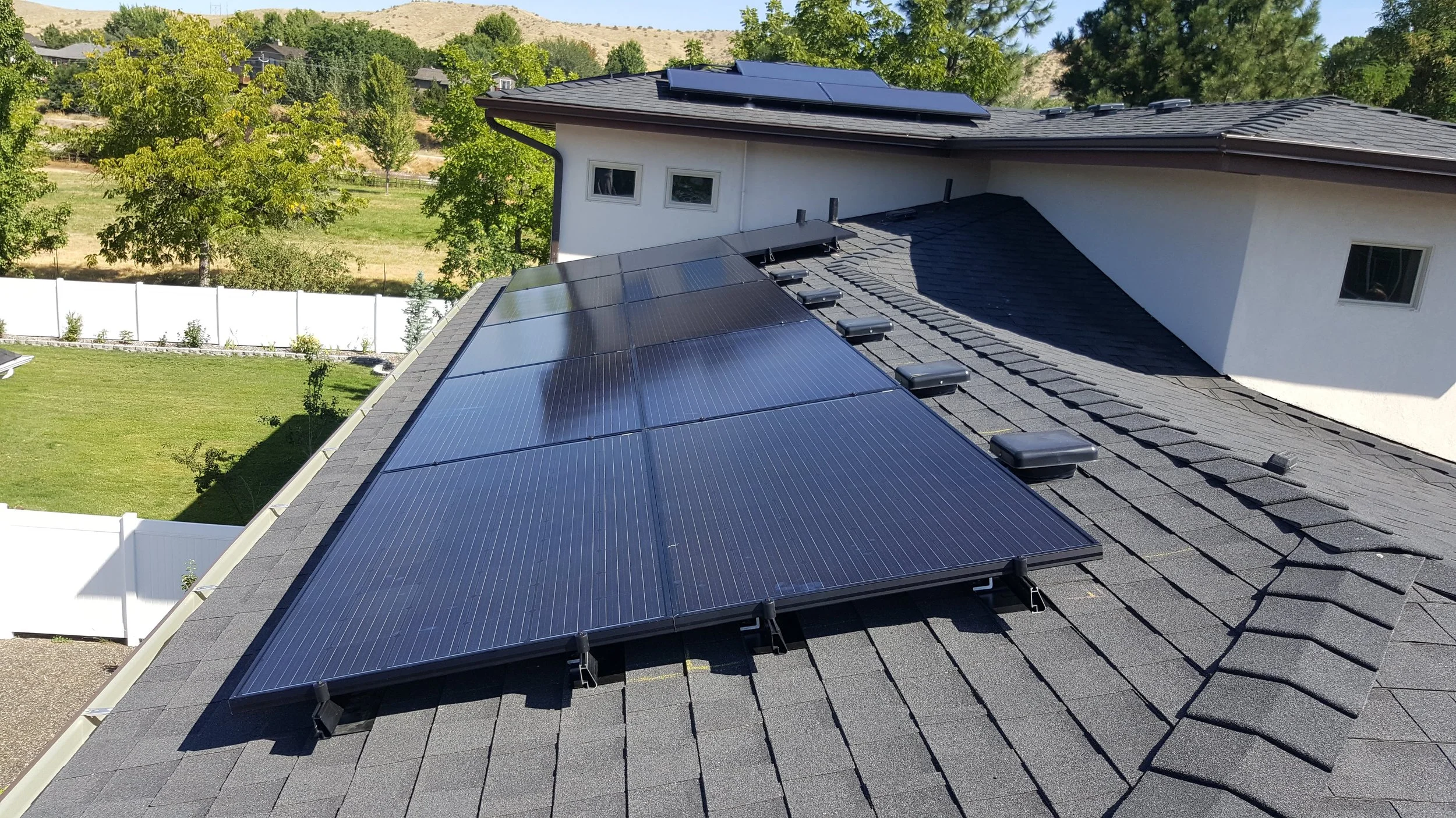 Solar panels mounted on roof