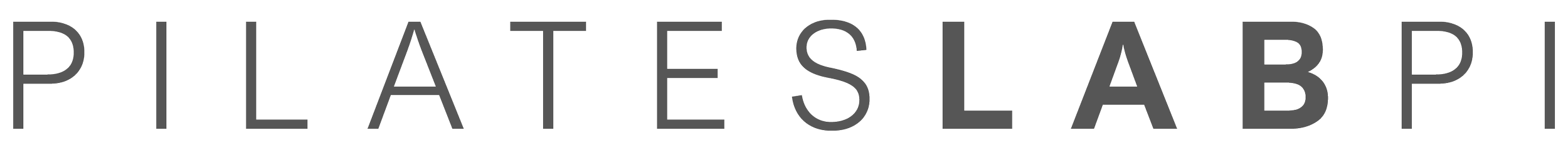 Logo of Pilates Lab text with black text and gray letters on a white background.