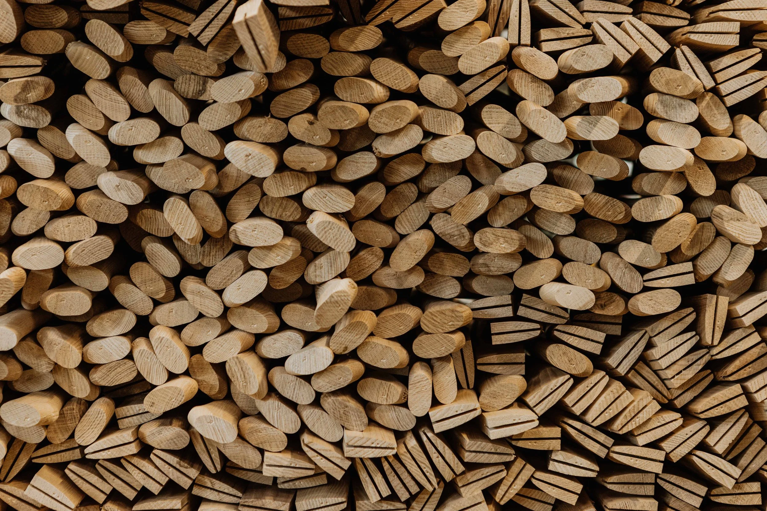 Close-up of bundled wooden sticks or dowels.