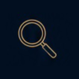 Magnifying glass icon on a dark background.