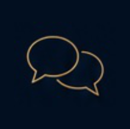 Two overlapping speech bubbles on a dark background.