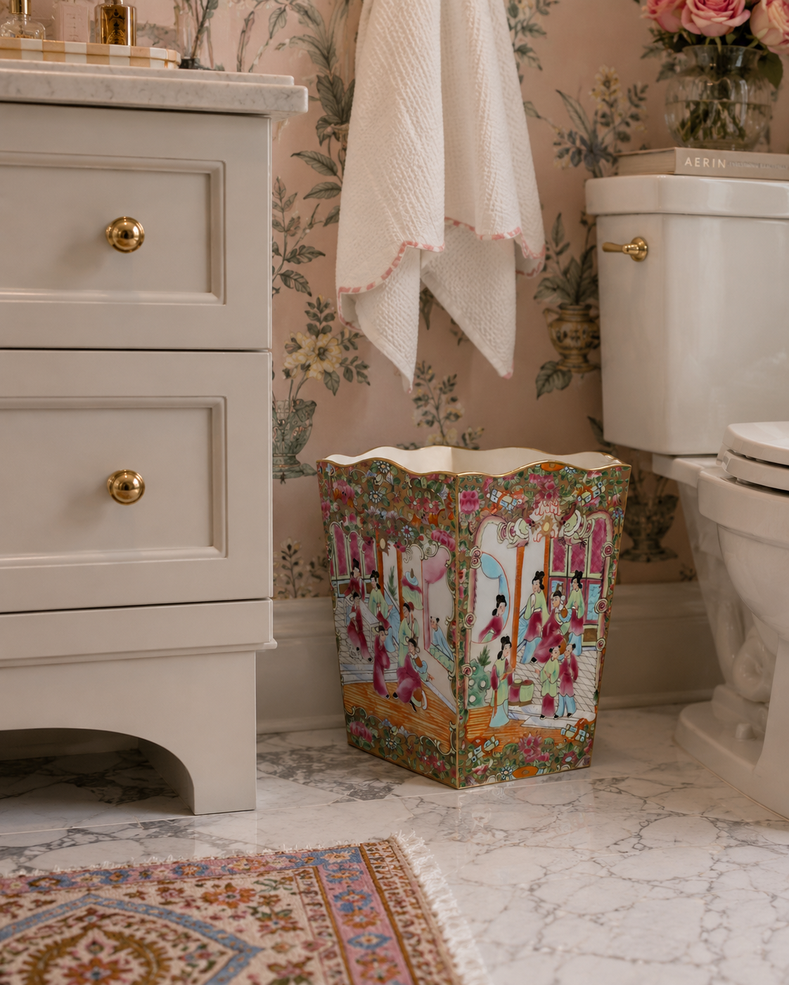 rose medallion trash can