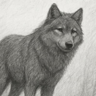 afbeelding in potlood van een wolf gegenereerd door Canva AI
