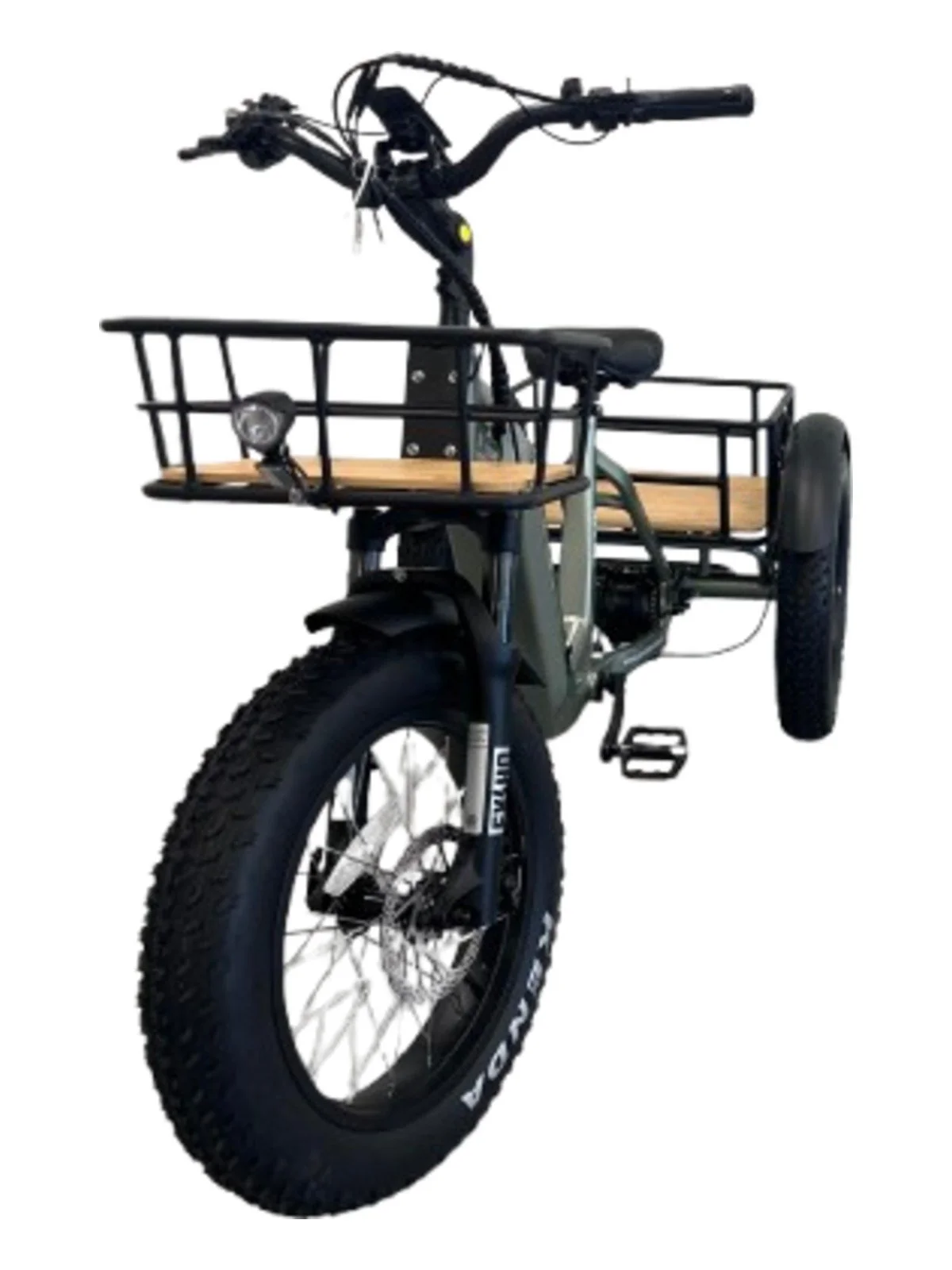 Ryder Drover electric trike front view with front crate