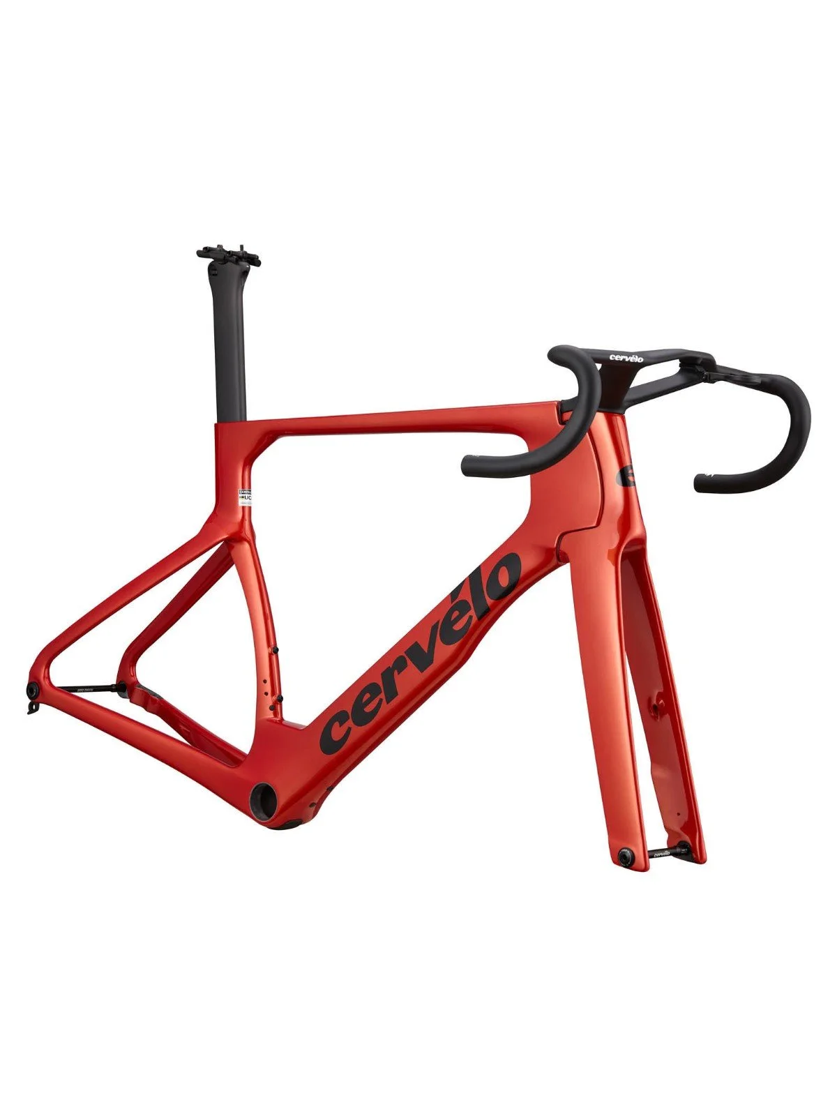 Cervélo S5 Carnelian red aero frameset, three quarter view