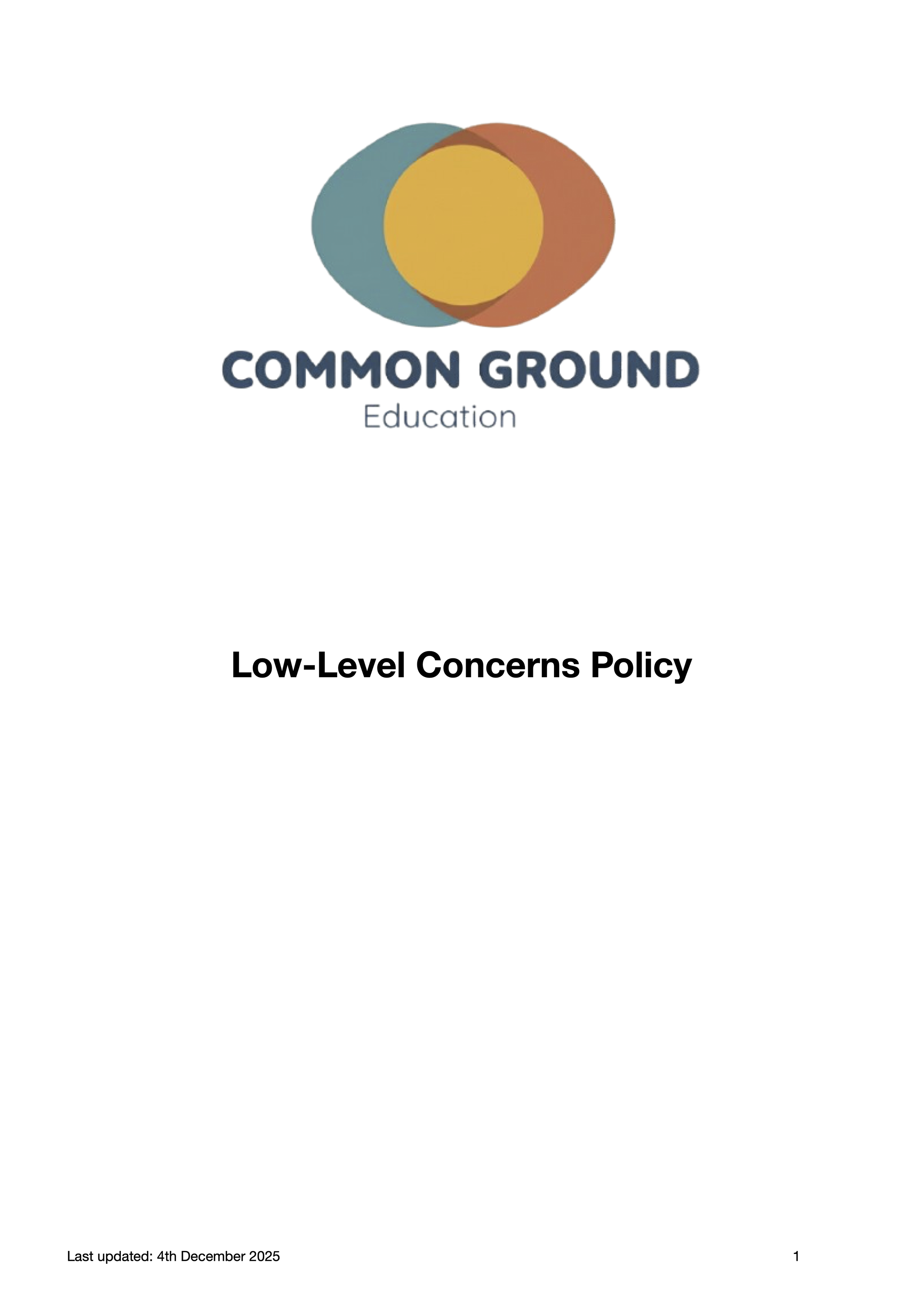 Low Level Concerns Policy