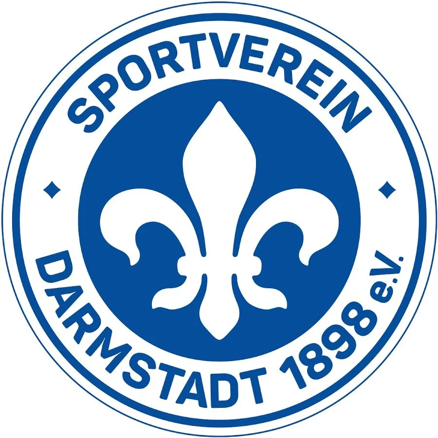 Logo des Sportvereins Darmstadt 1898 e.V., mit blauer Lilie in der Mitte und Vereinsnamen im Kreis.