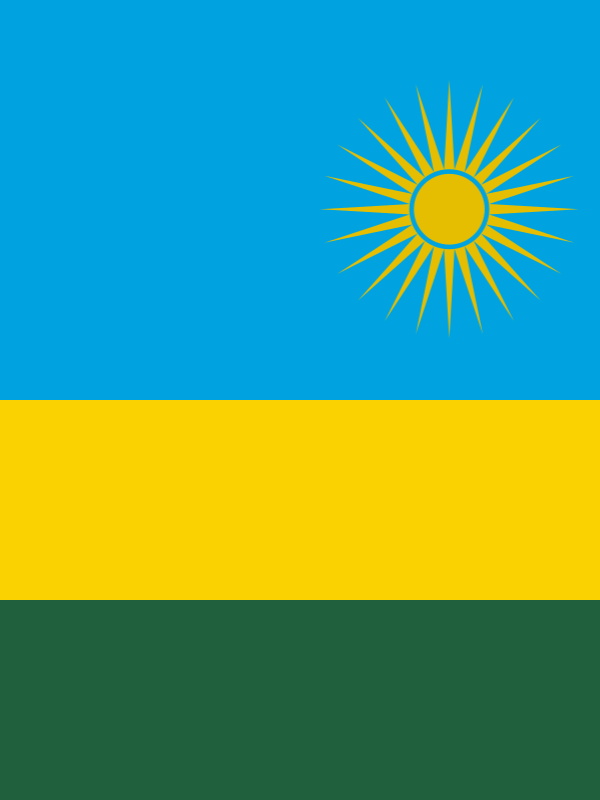 Flag with three horizontal stripes: blue on top, yellow in the middle, green at the bottom, and a yellow sun with radiating rays in the upper right corner.