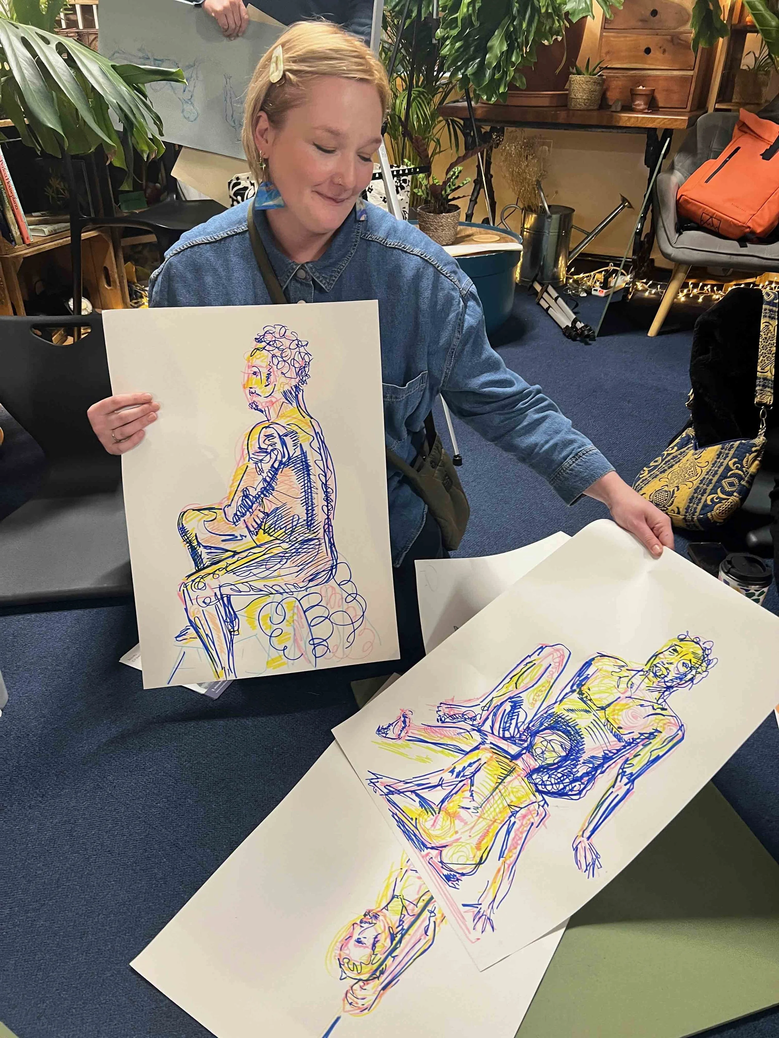 Participants,. artists, drawers at a Life Drawing class held by Now, Draw! in Macclesfield.