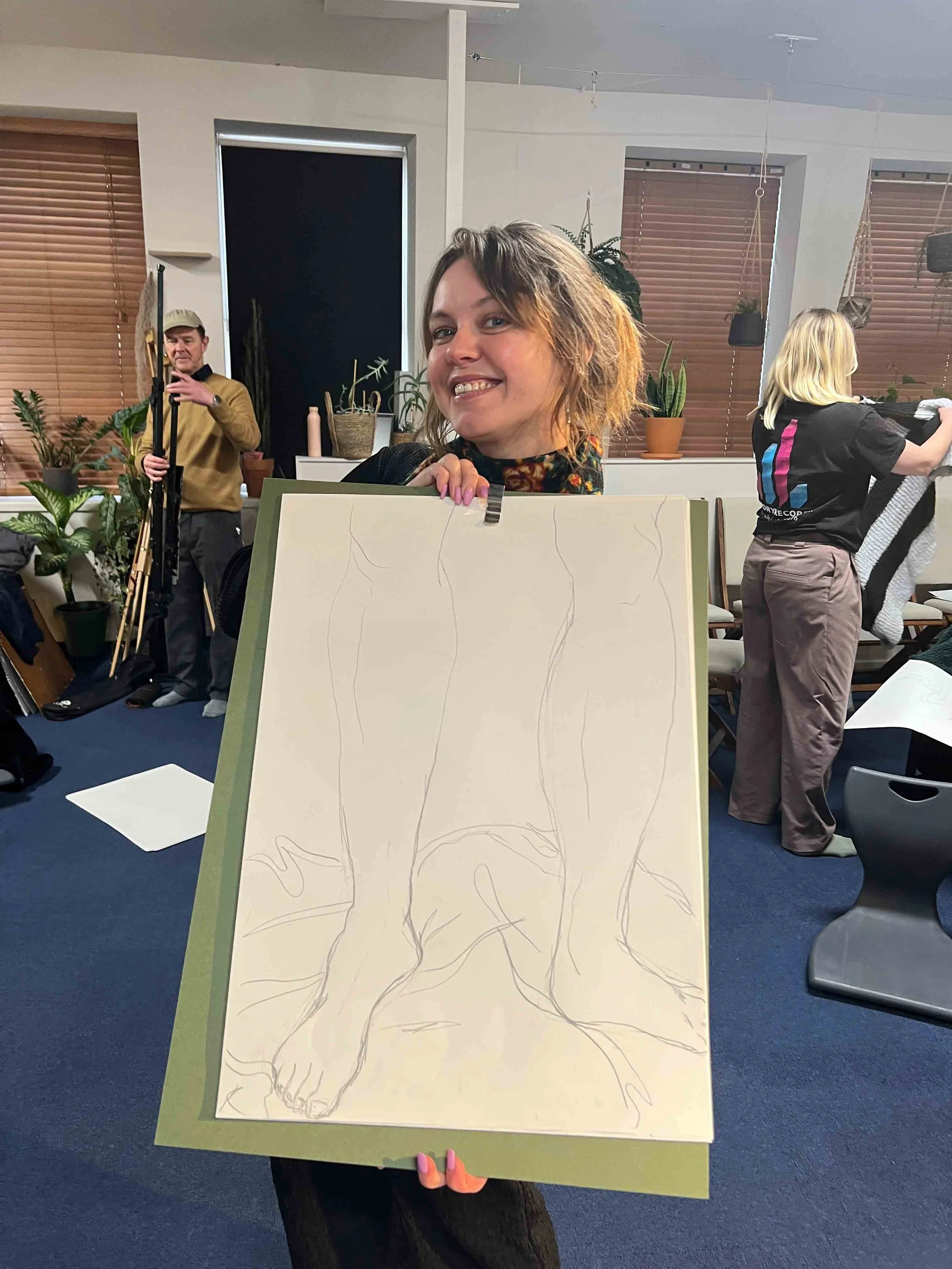 Participants,. artists, drawers at a Life Drawing class held by Now, Draw! in Macclesfield.