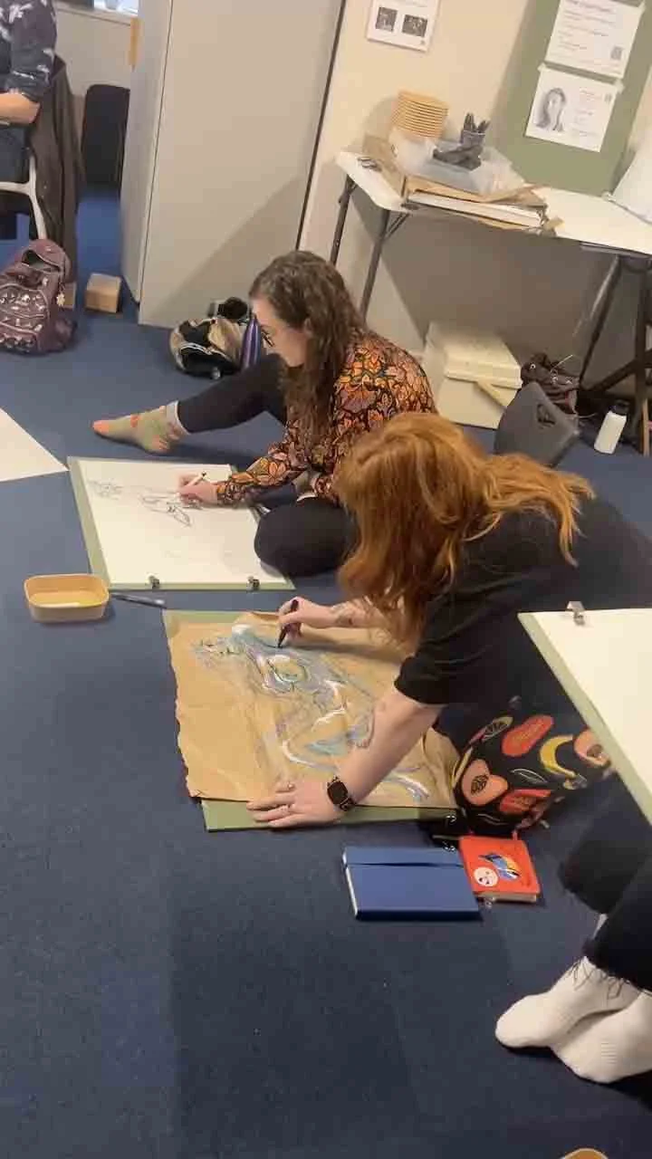 2Participants,. artists, drawers at a Life Drawing class held by Now, Draw! in Macclesfield.
