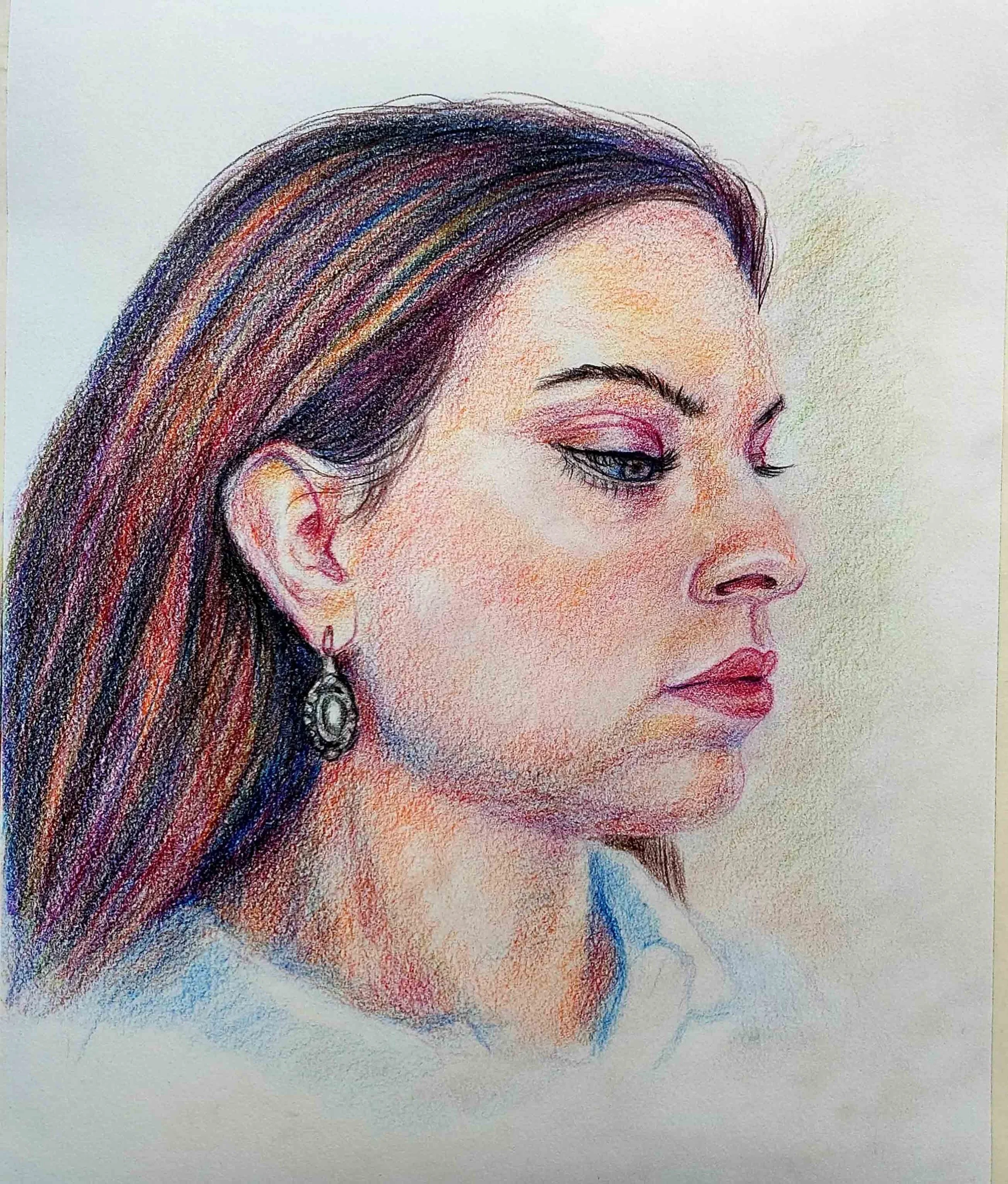 Juliette @juliettej99 Drawing the Head in Coloured Pencils