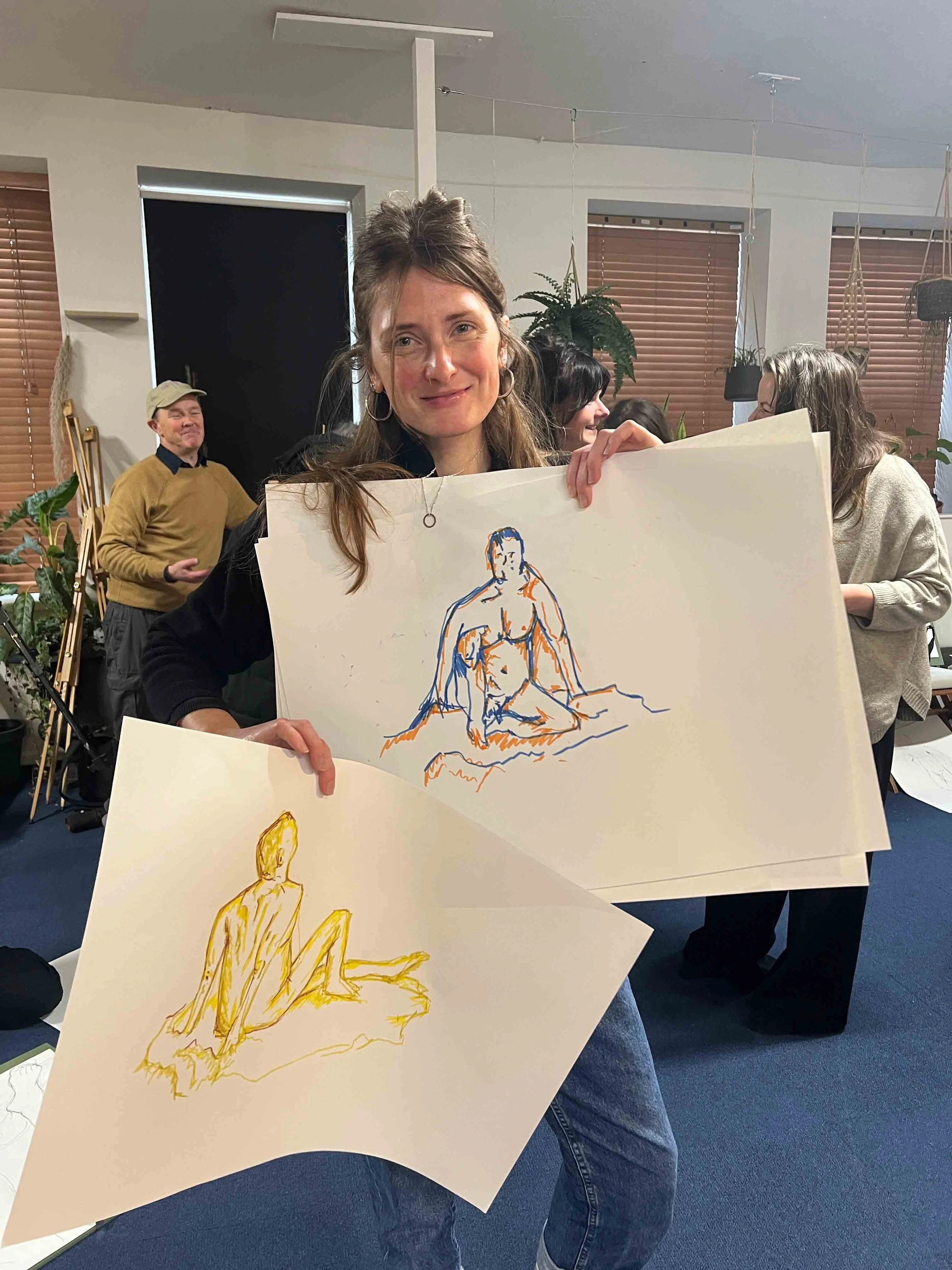 Participants,. artists, drawers at a Life Drawing class held by Now, Draw! in Macclesfield.