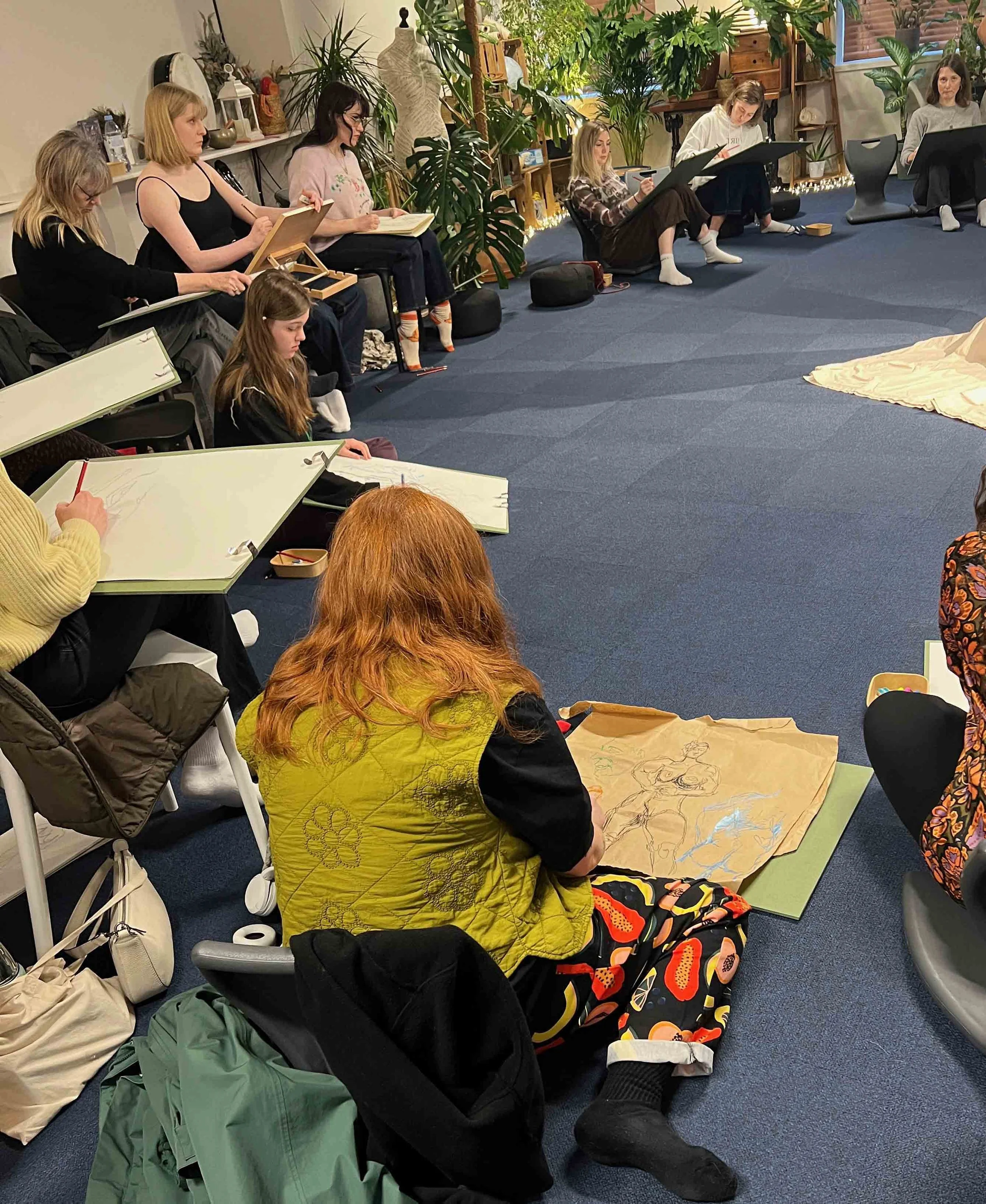 2Participants,. artists, drawers at a Life Drawing class held by Now, Draw! in Macclesfield.