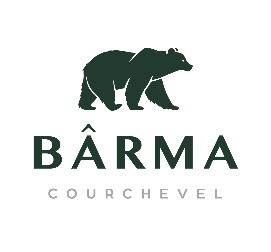 Logo de la bouteille bearnise avec un ours noir et le texte Bârma Courchevel