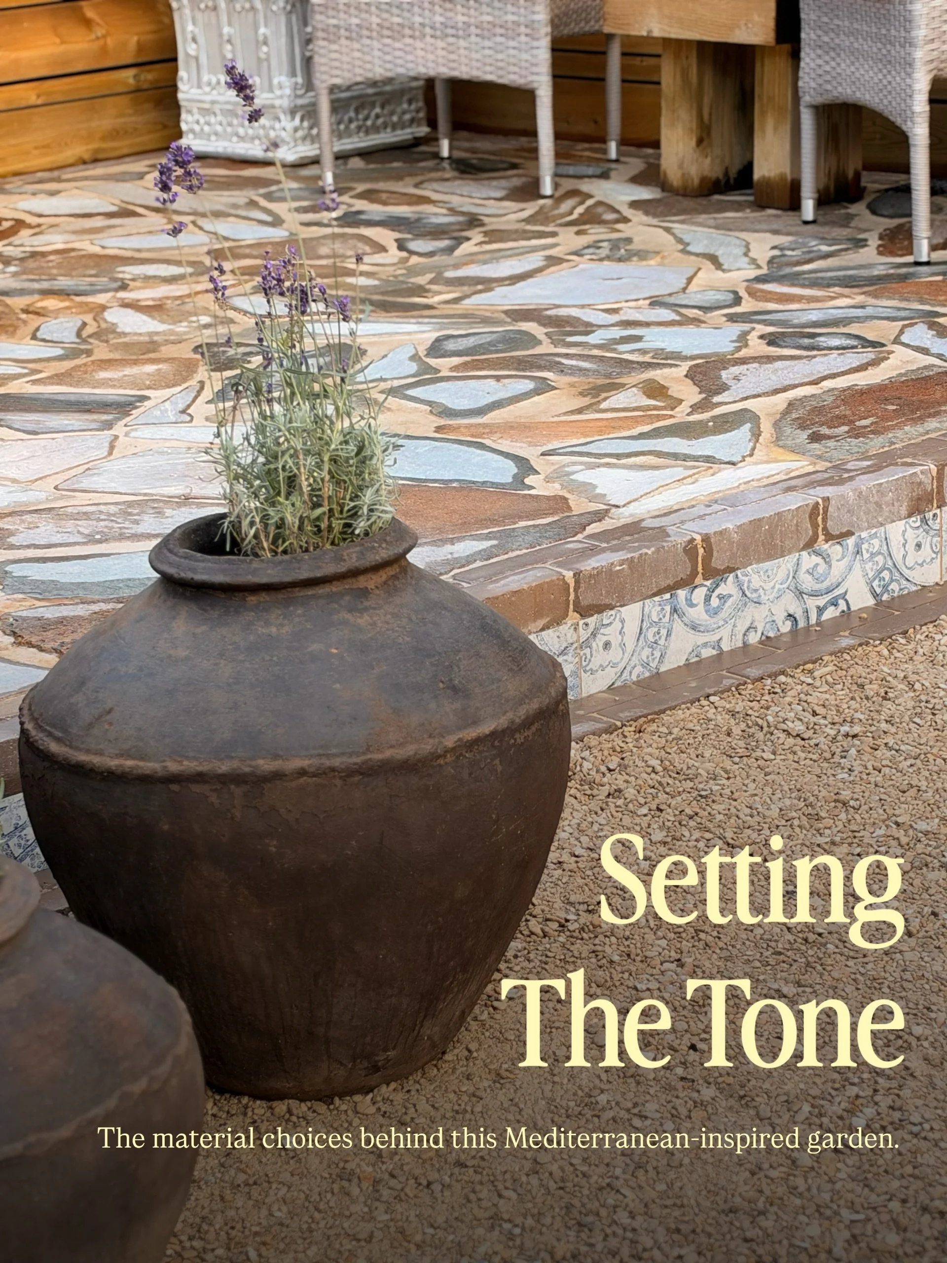 The Mediterranean feeling in a garden rarely comes from one obvious gesture. It&rsquo;s usually built through a collection of quieter choices &mdash; a little patina, a little imperfection, warmth underfoot and materials that feel as though they&rsqu