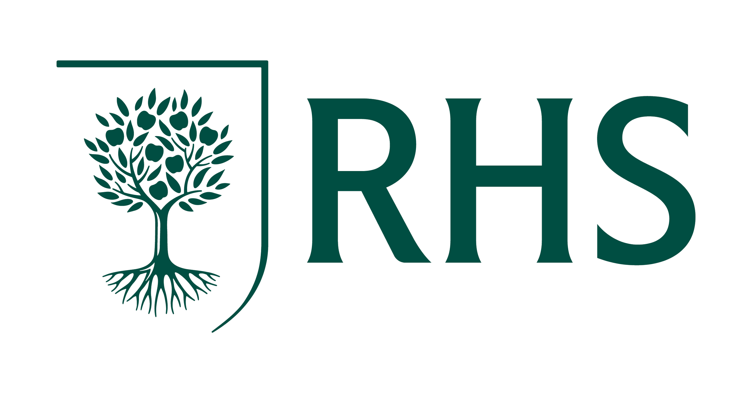 Logo with tree inside a shield next to the letters 'RHS'.